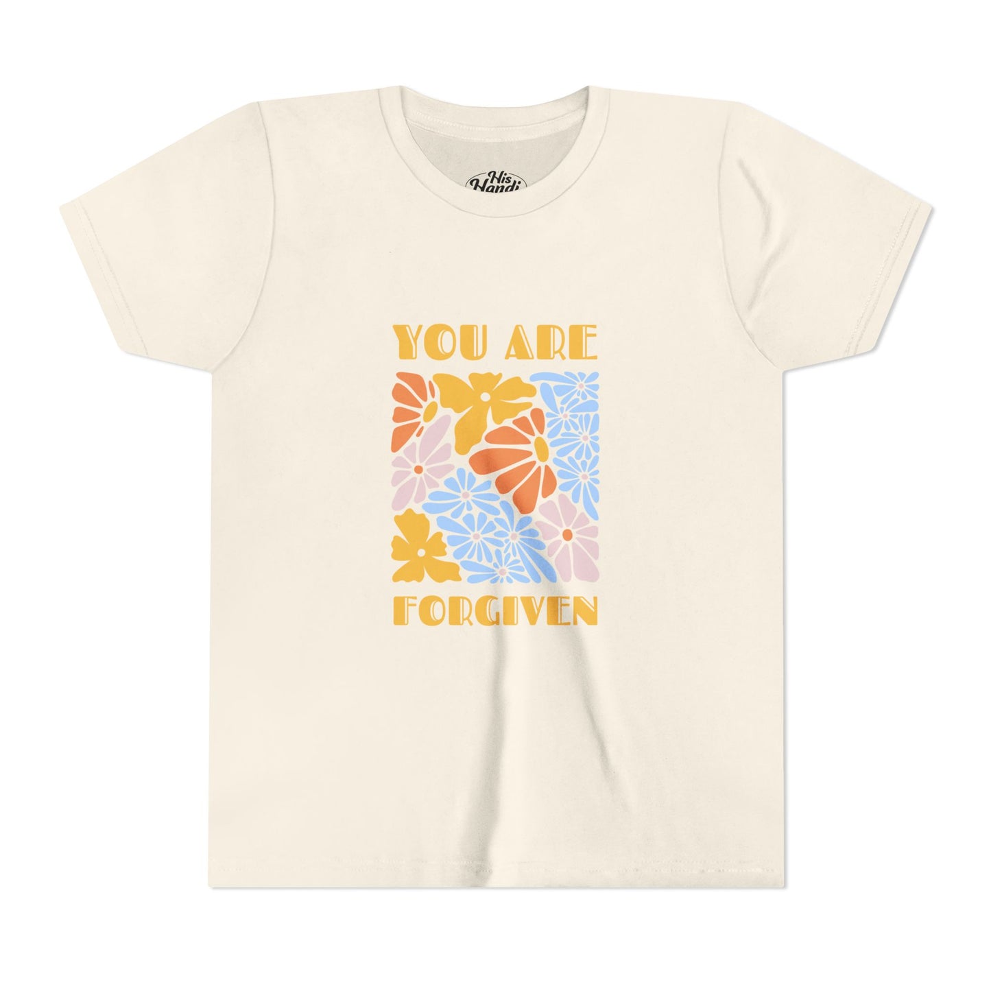 Youth Short Sleeve Tee - You Are Forgiven Floral Design, Kids Gift, Positive Message Shirt, Everyday Wear, Summer Outfits