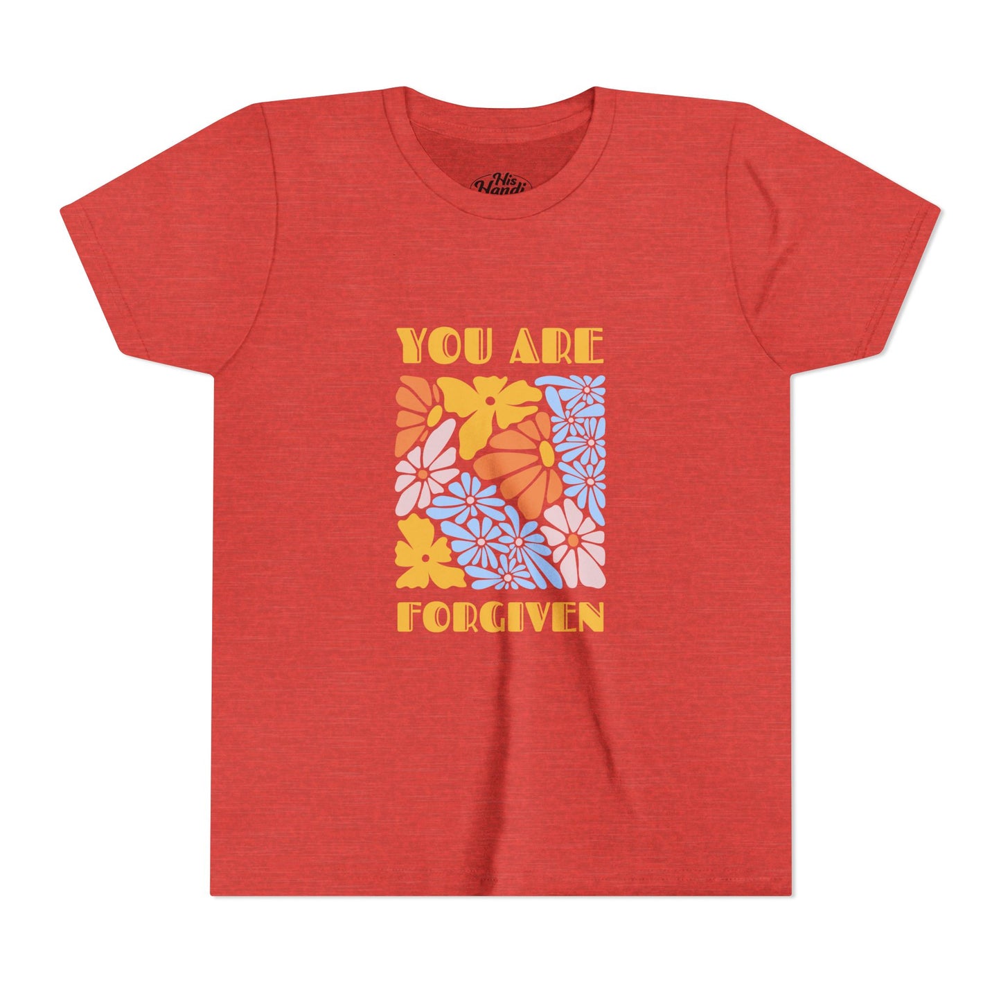 Youth Short Sleeve Tee - You Are Forgiven Floral Design, Kids Gift, Positive Message Shirt, Everyday Wear, Summer Outfits