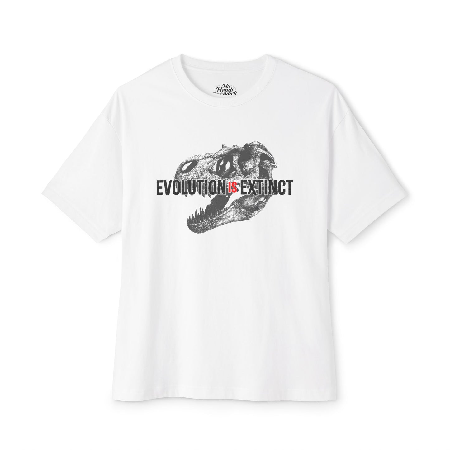 Unisex Boxy Tee - 'Evolution = Extinct' Graphic T-Shirt, Casual Wear, Trendy Outfit, Gift for Dinosaur Lovers, Eco-Friendly