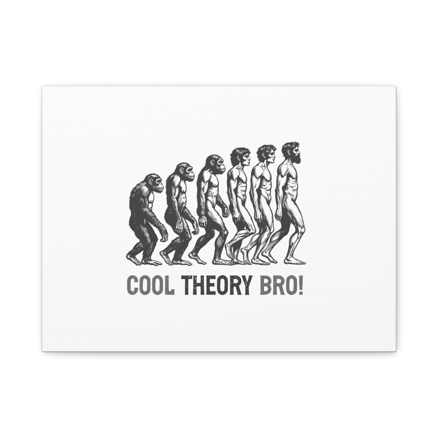Evolution Art Canvas, Wall Decor, Cool Theory Bro, Science Gift, Humorous Artwork, Academic Gift