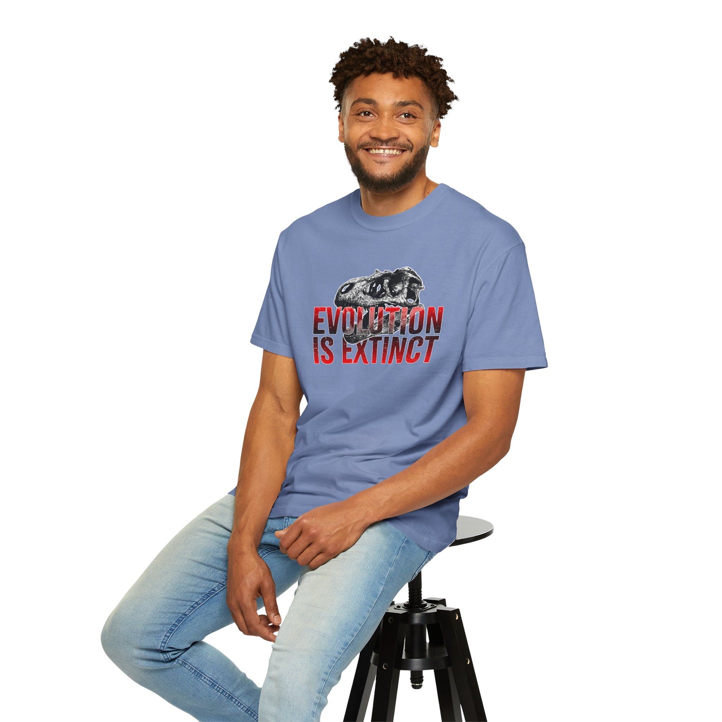 Evolution is Extinct Unisex Garment-Dyed T-shirt, Graphic Tee, Dinosaur Shirt, Casual Wear, Eco-Friendly Apparel, Birthday Gift