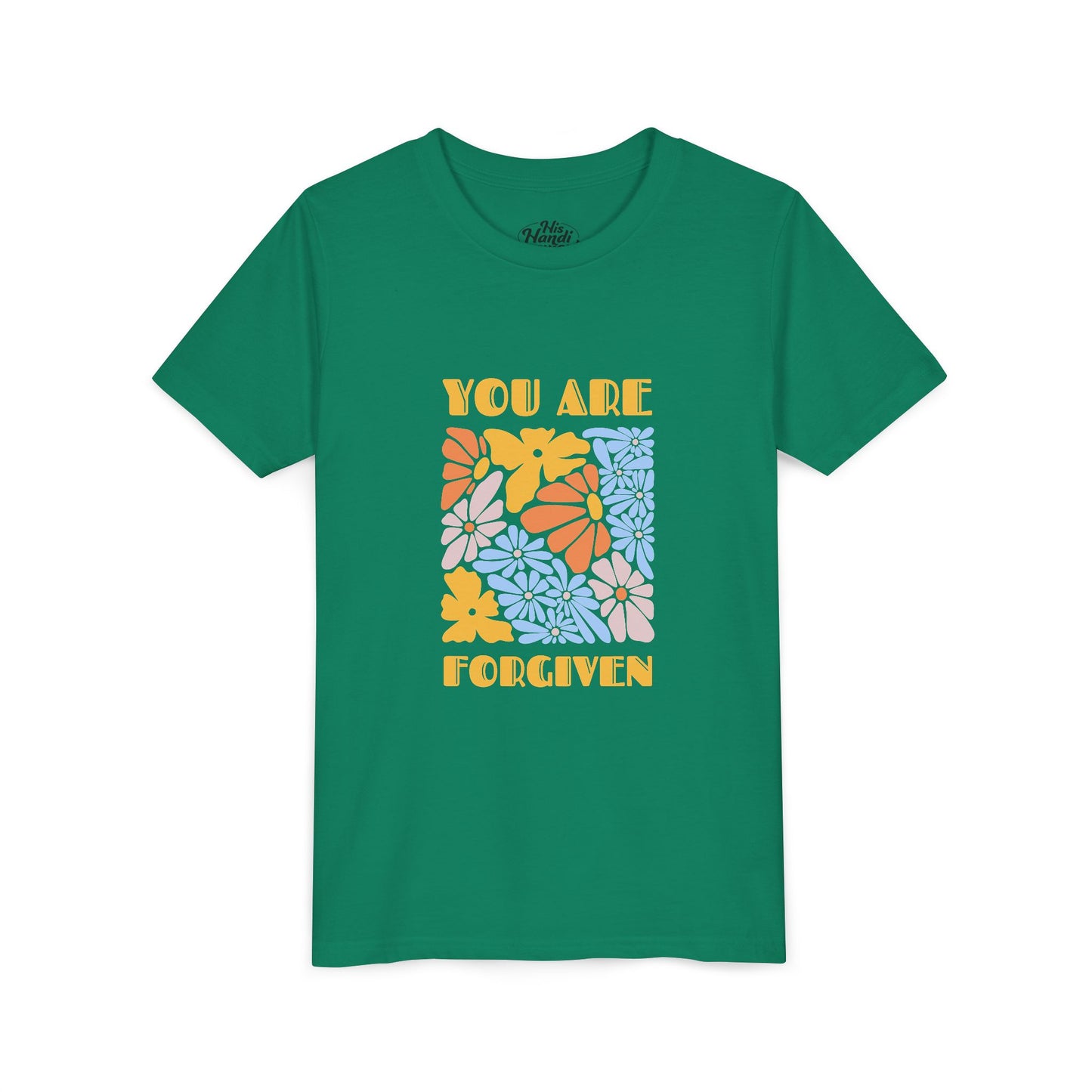 Youth Short Sleeve Tee - You Are Forgiven Floral Design, Kids Gift, Positive Message Shirt, Everyday Wear, Summer Outfits