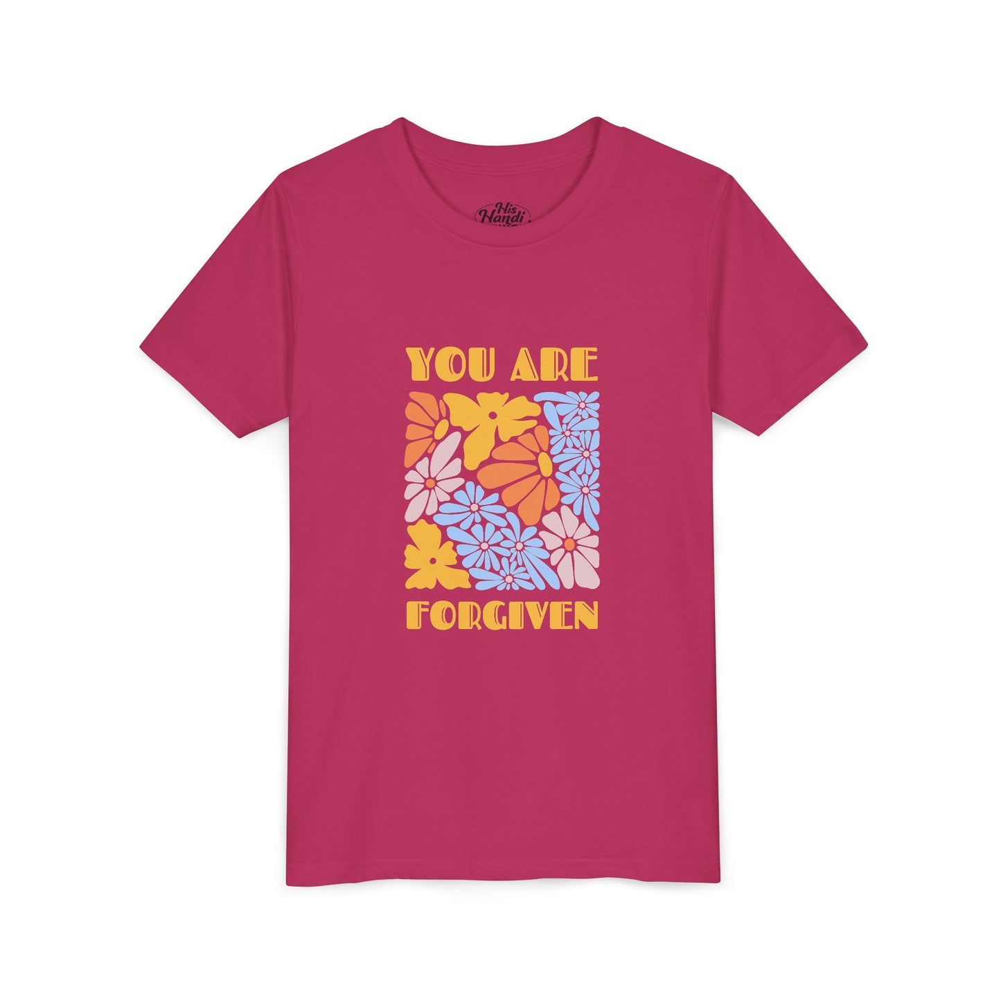 Youth Short Sleeve Tee - You Are Forgiven Floral Design, Kids Gift, Positive Message Shirt, Everyday Wear, Summer Outfits