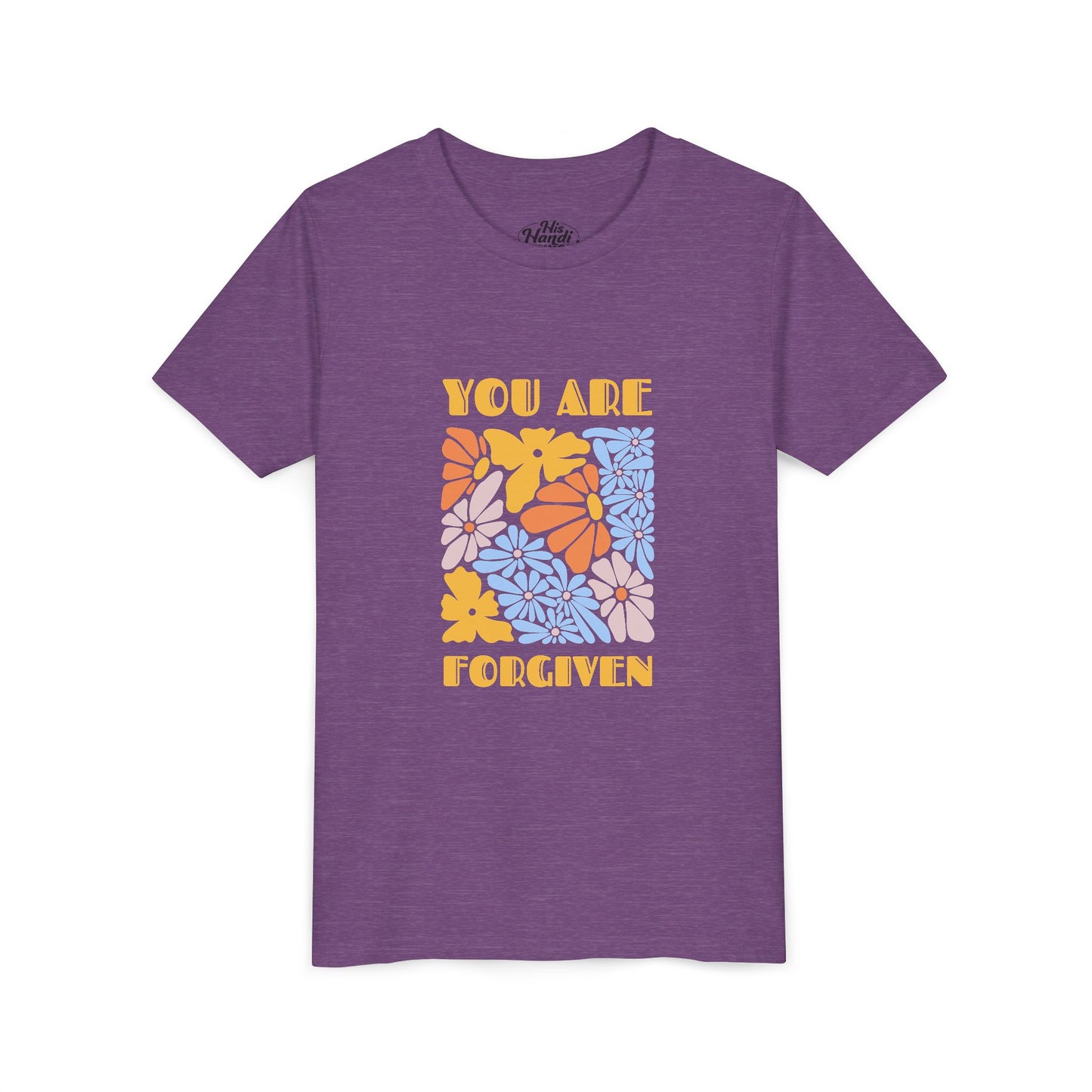 Youth Short Sleeve Tee - You Are Forgiven Floral Design, Kids Gift, Positive Message Shirt, Everyday Wear, Summer Outfits