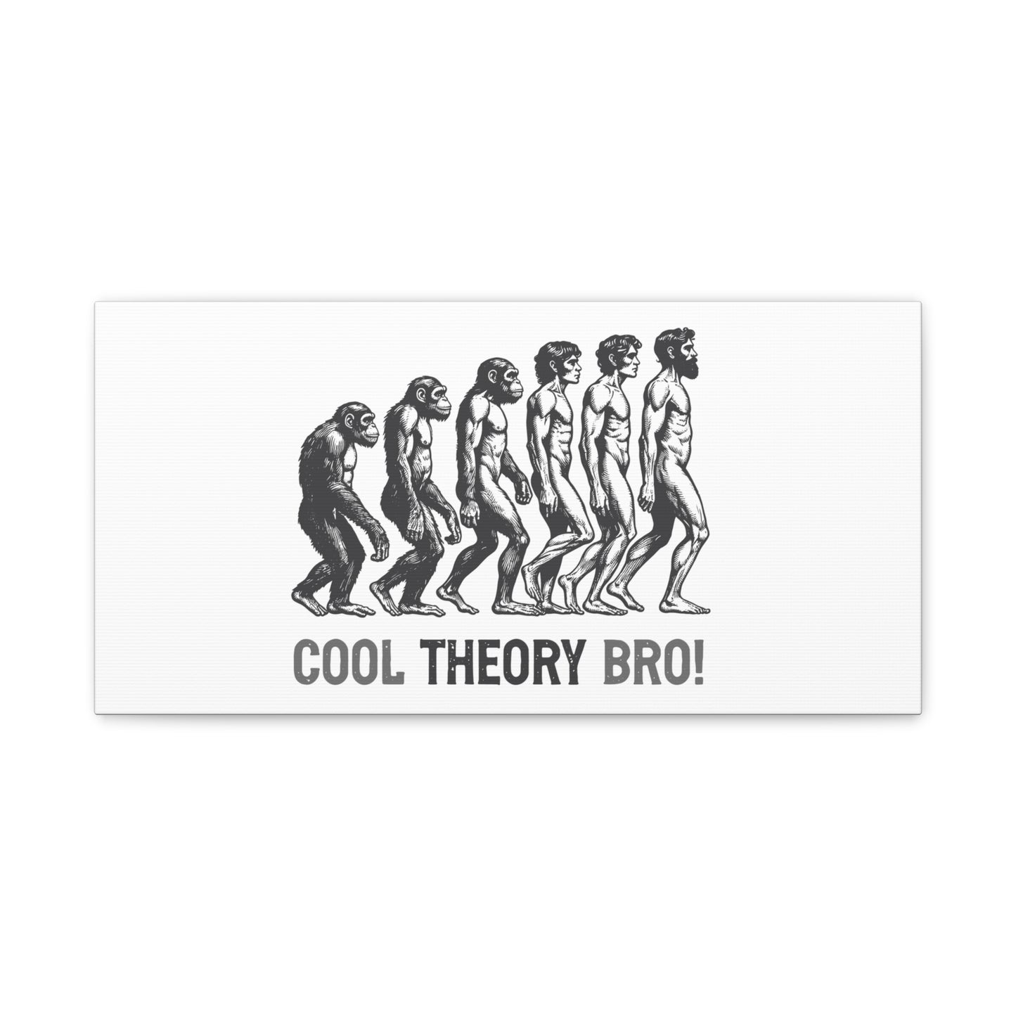 Evolution Art Canvas, Wall Decor, Cool Theory Bro, Science Gift, Humorous Artwork, Academic Gift