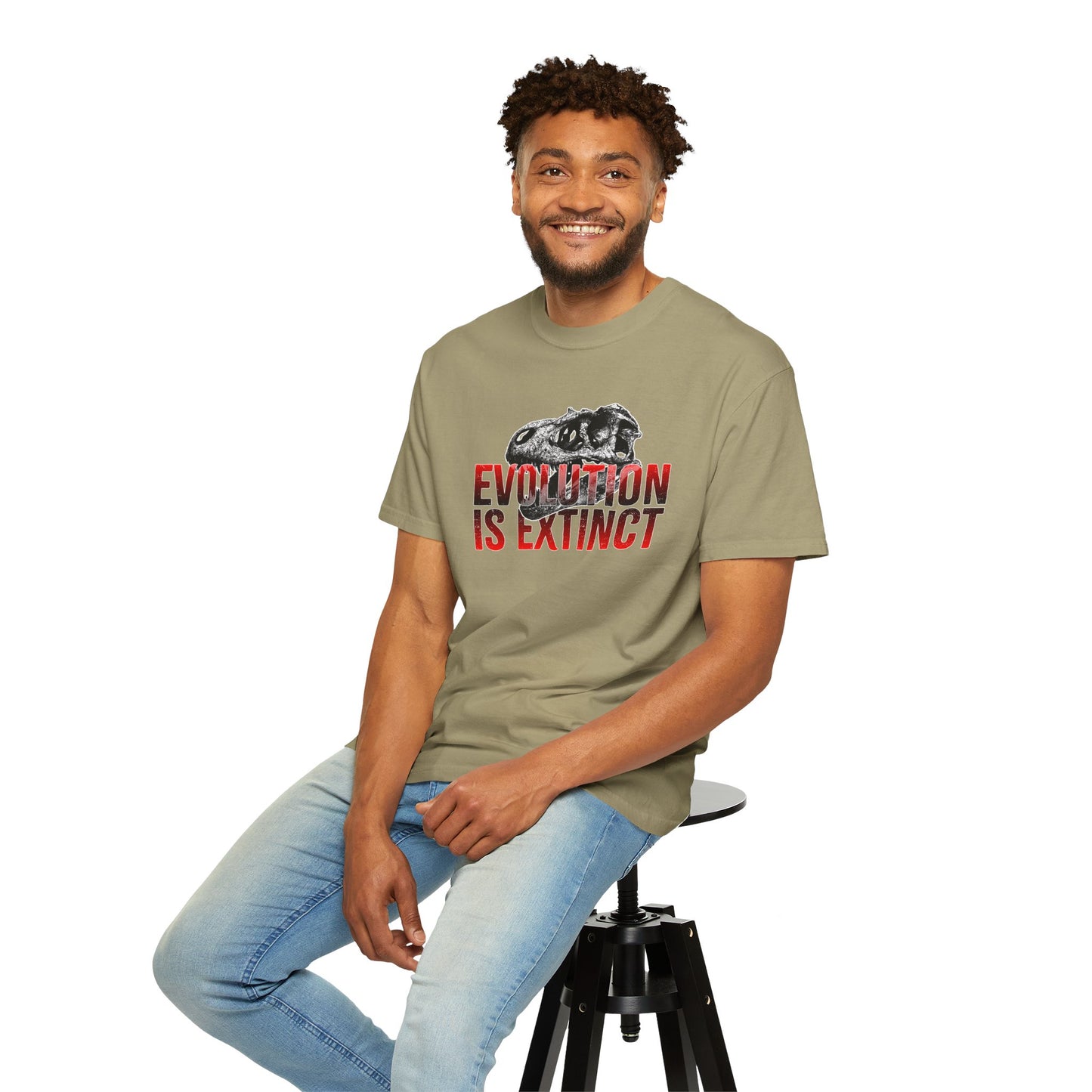 Evolution is Extinct Unisex Garment-Dyed T-shirt, Graphic Tee, Dinosaur Shirt, Casual Wear, Eco-Friendly Apparel, Birthday Gift