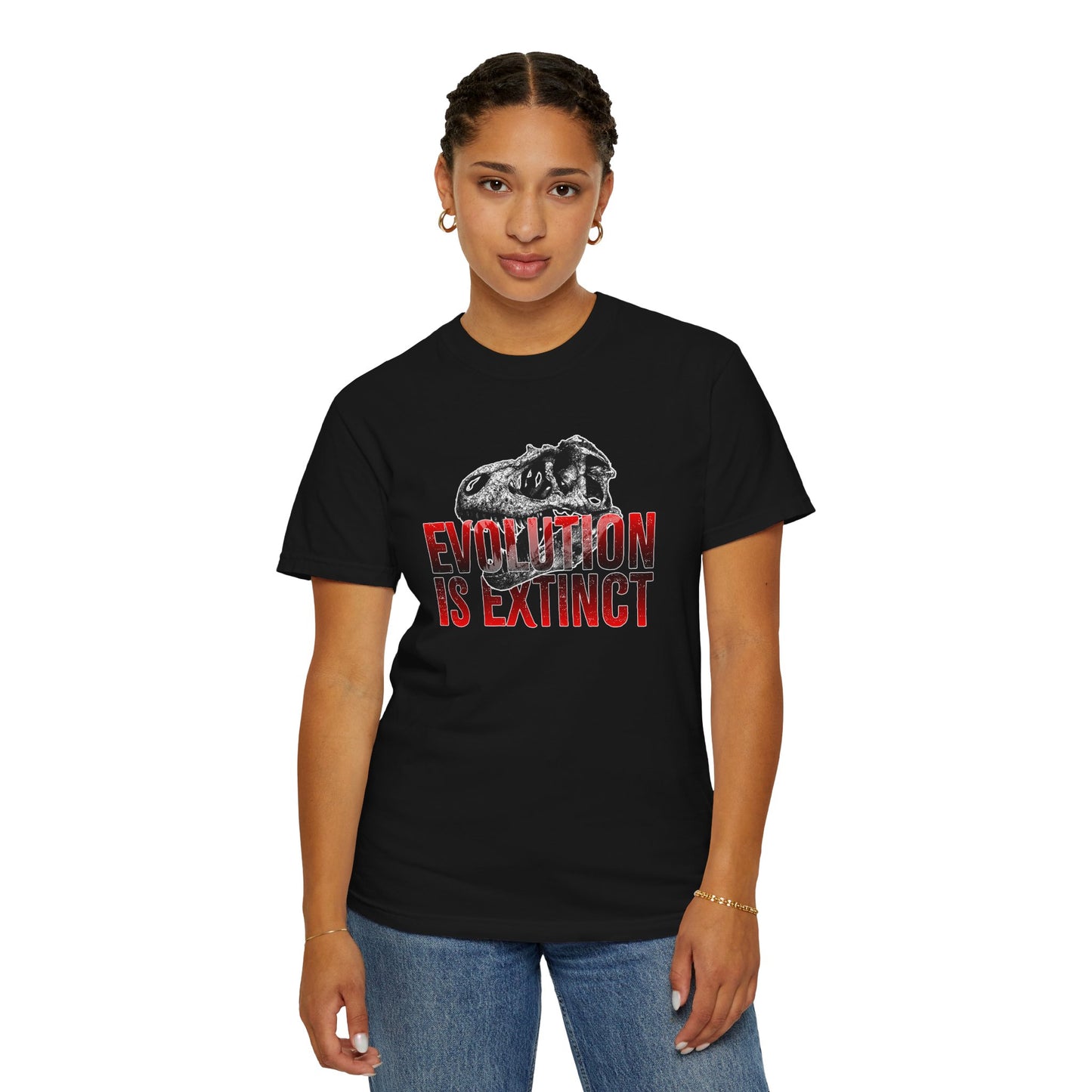 Evolution is Extinct Unisex Garment-Dyed T-shirt, Graphic Tee, Dinosaur Shirt, Casual Wear, Eco-Friendly Apparel, Birthday Gift