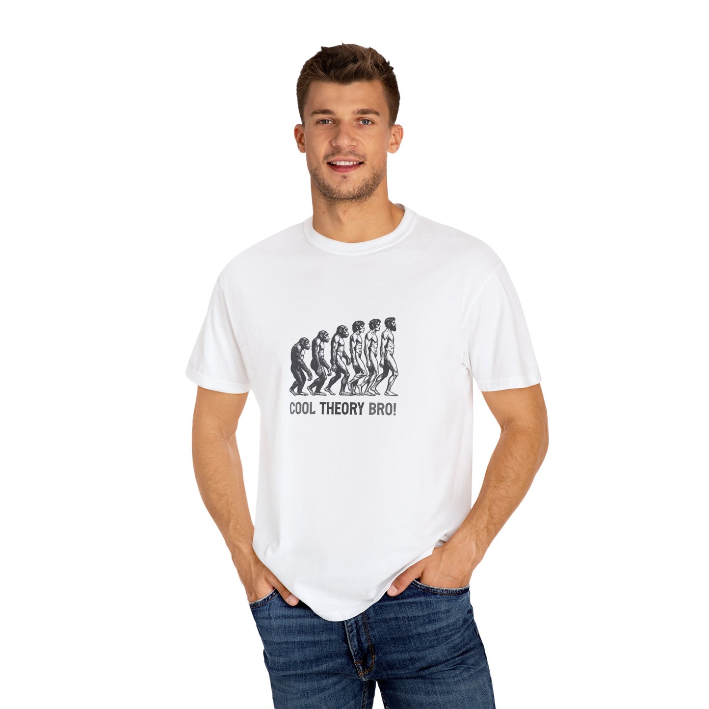Cool Theory Bro Unisex Garment-Dyed T-shirt for Casual Vibes, Funny Science Shirt, Gift for Nerds, Graphic Tee