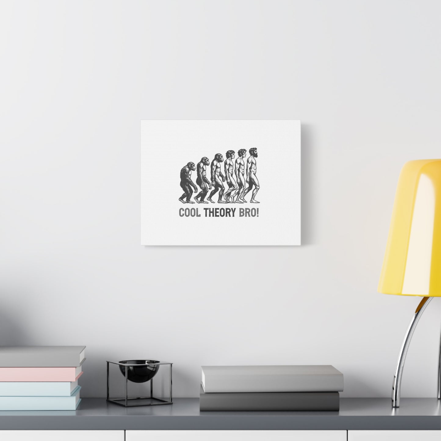 Evolution Art Canvas, Wall Decor, Cool Theory Bro, Science Gift, Humorous Artwork, Academic Gift
