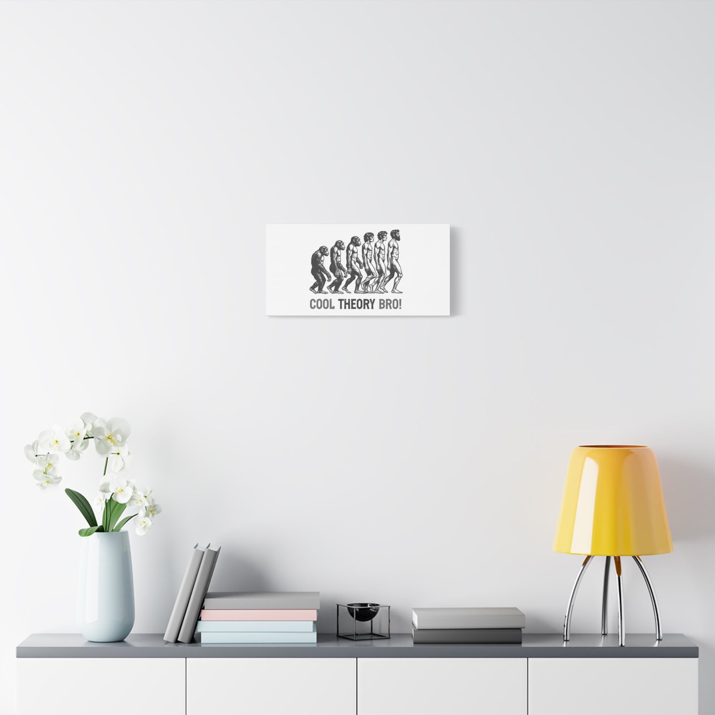 Evolution Art Canvas, Wall Decor, Cool Theory Bro, Science Gift, Humorous Artwork, Academic Gift