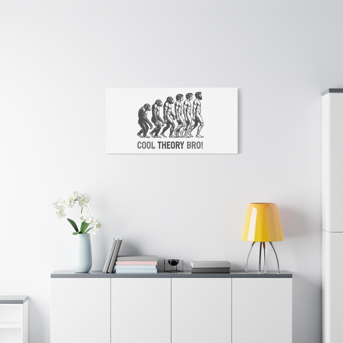 Evolution Art Canvas, Wall Decor, Cool Theory Bro, Science Gift, Humorous Artwork, Academic Gift