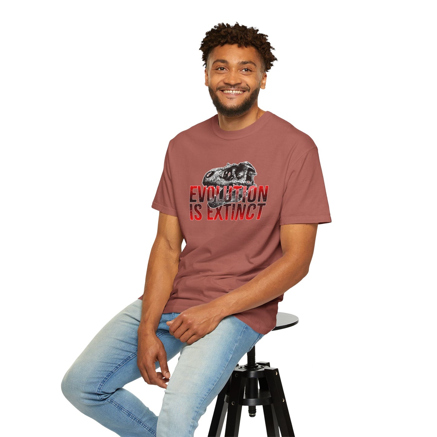Evolution is Extinct Unisex Garment-Dyed T-shirt, Graphic Tee, Dinosaur Shirt, Casual Wear, Eco-Friendly Apparel, Birthday Gift