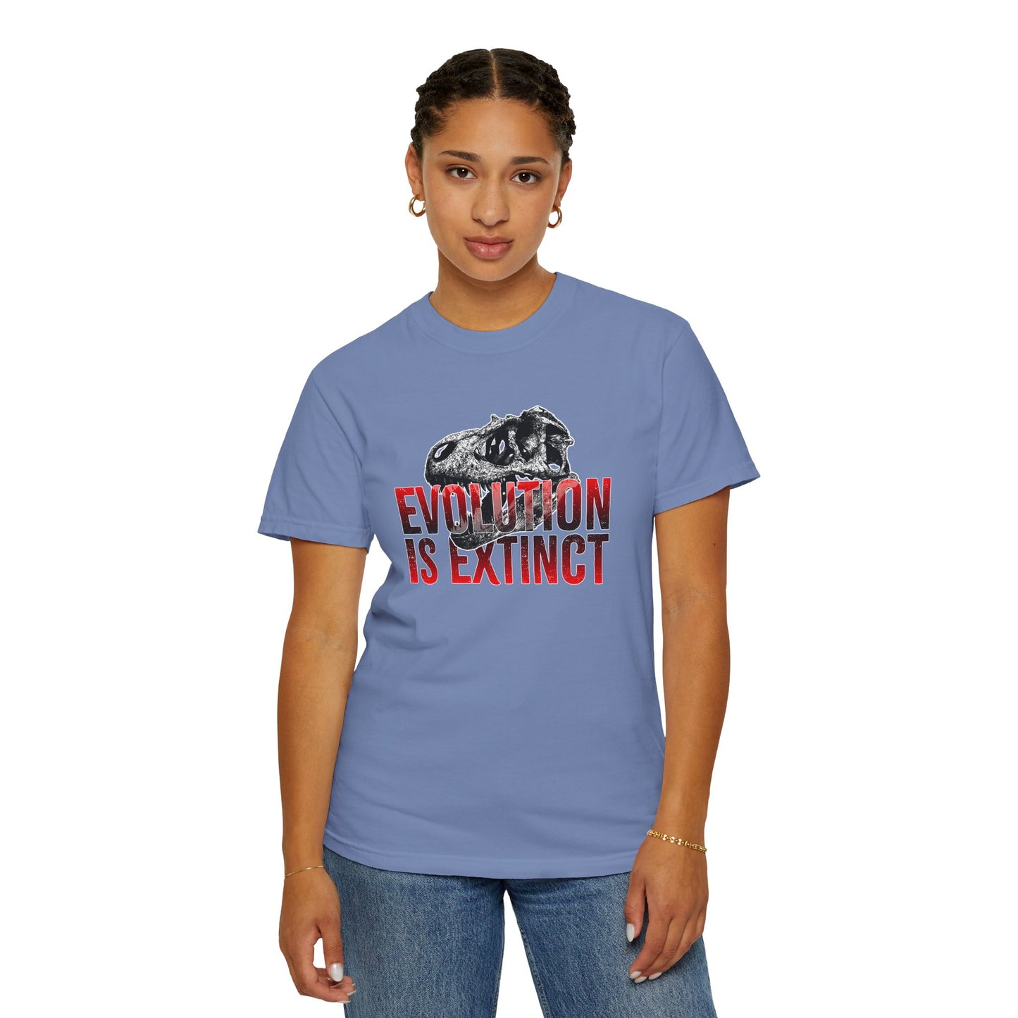 Evolution is Extinct Unisex Garment-Dyed T-shirt, Graphic Tee, Dinosaur Shirt, Casual Wear, Eco-Friendly Apparel, Birthday Gift