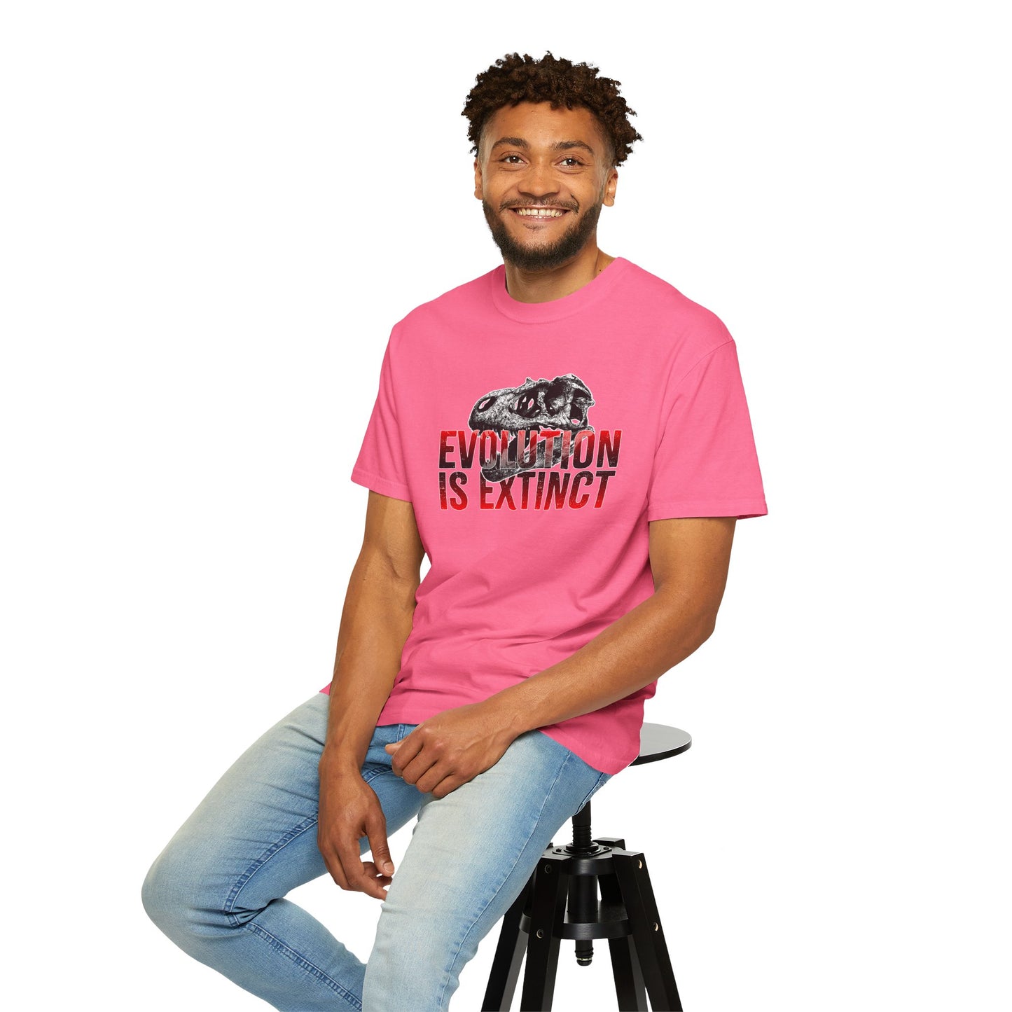 Evolution is Extinct Unisex Garment-Dyed T-shirt, Graphic Tee, Dinosaur Shirt, Casual Wear, Eco-Friendly Apparel, Birthday Gift