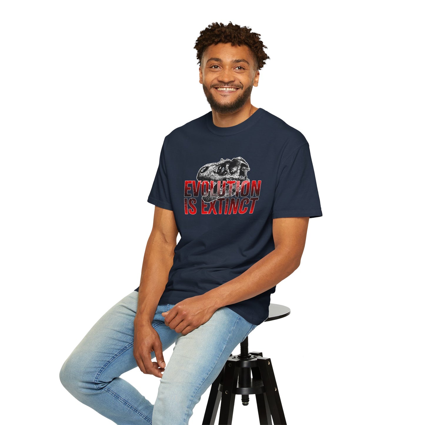 Evolution is Extinct Unisex Garment-Dyed T-shirt, Graphic Tee, Dinosaur Shirt, Casual Wear, Eco-Friendly Apparel, Birthday Gift