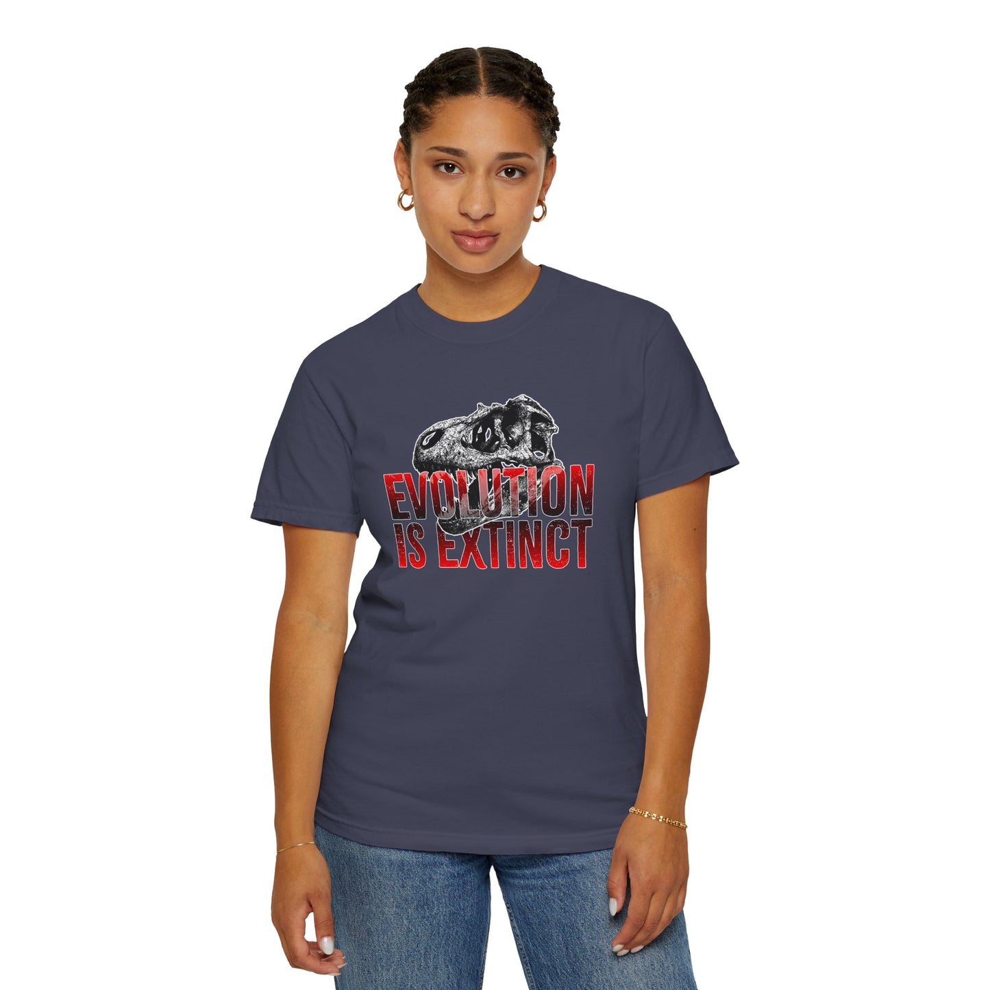 Evolution is Extinct Unisex Garment-Dyed T-shirt, Graphic Tee, Dinosaur Shirt, Casual Wear, Eco-Friendly Apparel, Birthday Gift