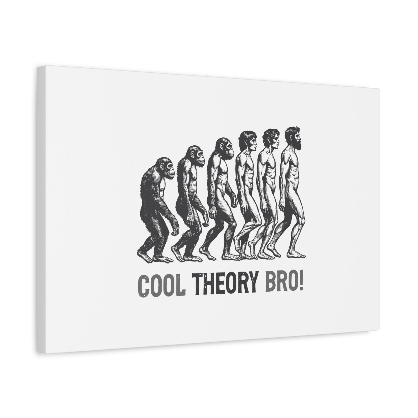 Evolution Art Canvas, Wall Decor, Cool Theory Bro, Science Gift, Humorous Artwork, Academic Gift