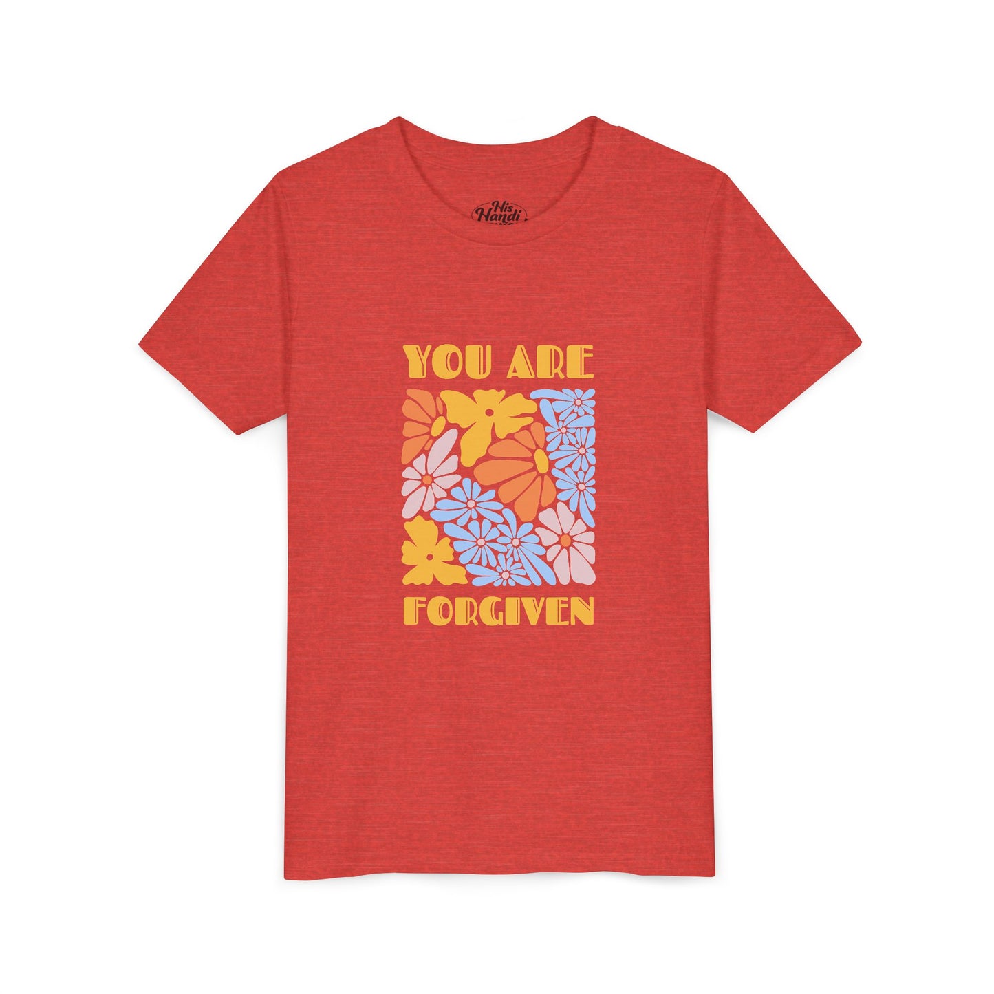Youth Short Sleeve Tee - You Are Forgiven Floral Design, Kids Gift, Positive Message Shirt, Everyday Wear, Summer Outfits