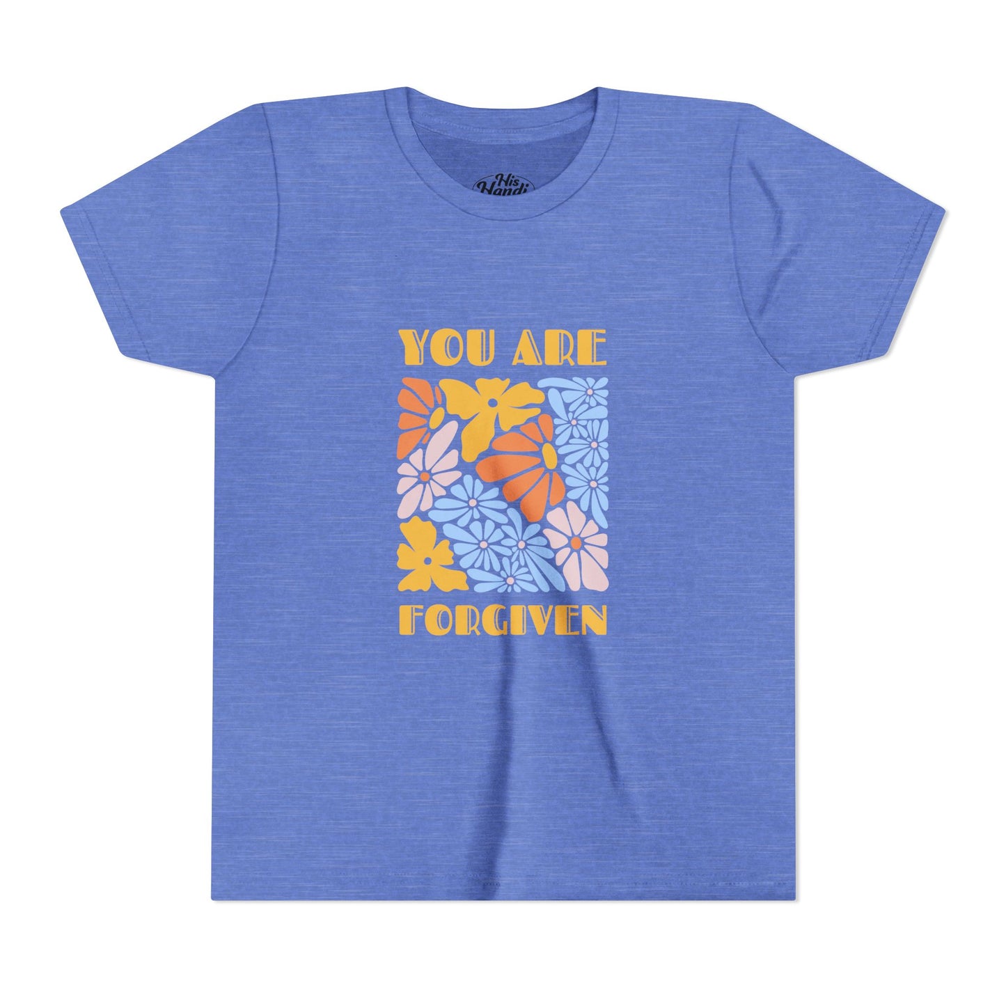 Youth Short Sleeve Tee - You Are Forgiven Floral Design, Kids Gift, Positive Message Shirt, Everyday Wear, Summer Outfits