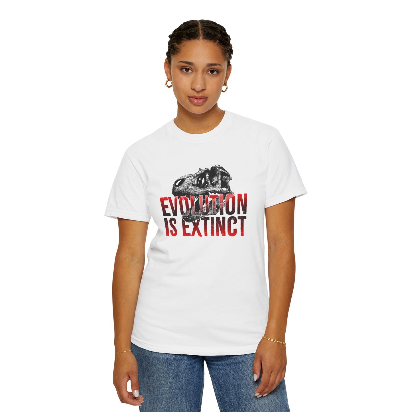 Evolution is Extinct Unisex Garment-Dyed T-shirt, Graphic Tee, Dinosaur Shirt, Casual Wear, Eco-Friendly Apparel, Birthday Gift