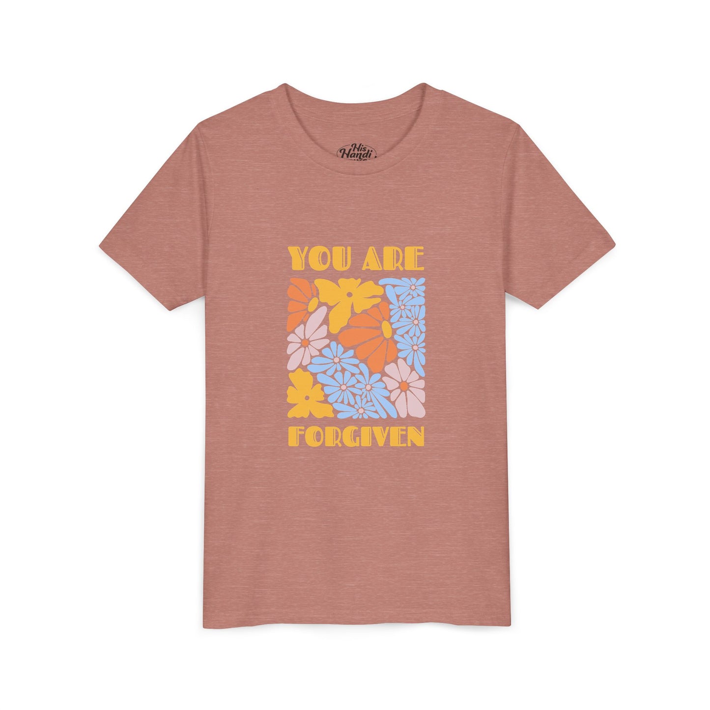 Youth Short Sleeve Tee - You Are Forgiven Floral Design, Kids Gift, Positive Message Shirt, Everyday Wear, Summer Outfits