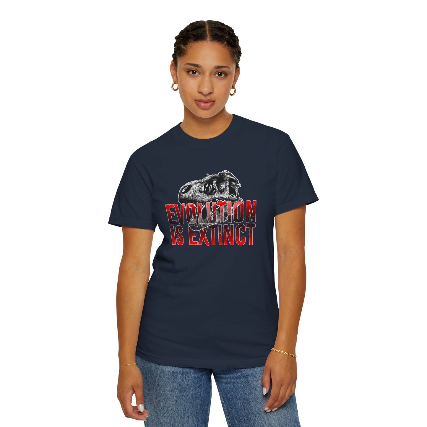 Evolution is Extinct Unisex Garment-Dyed T-shirt, Graphic Tee, Dinosaur Shirt, Casual Wear, Eco-Friendly Apparel, Birthday Gift
