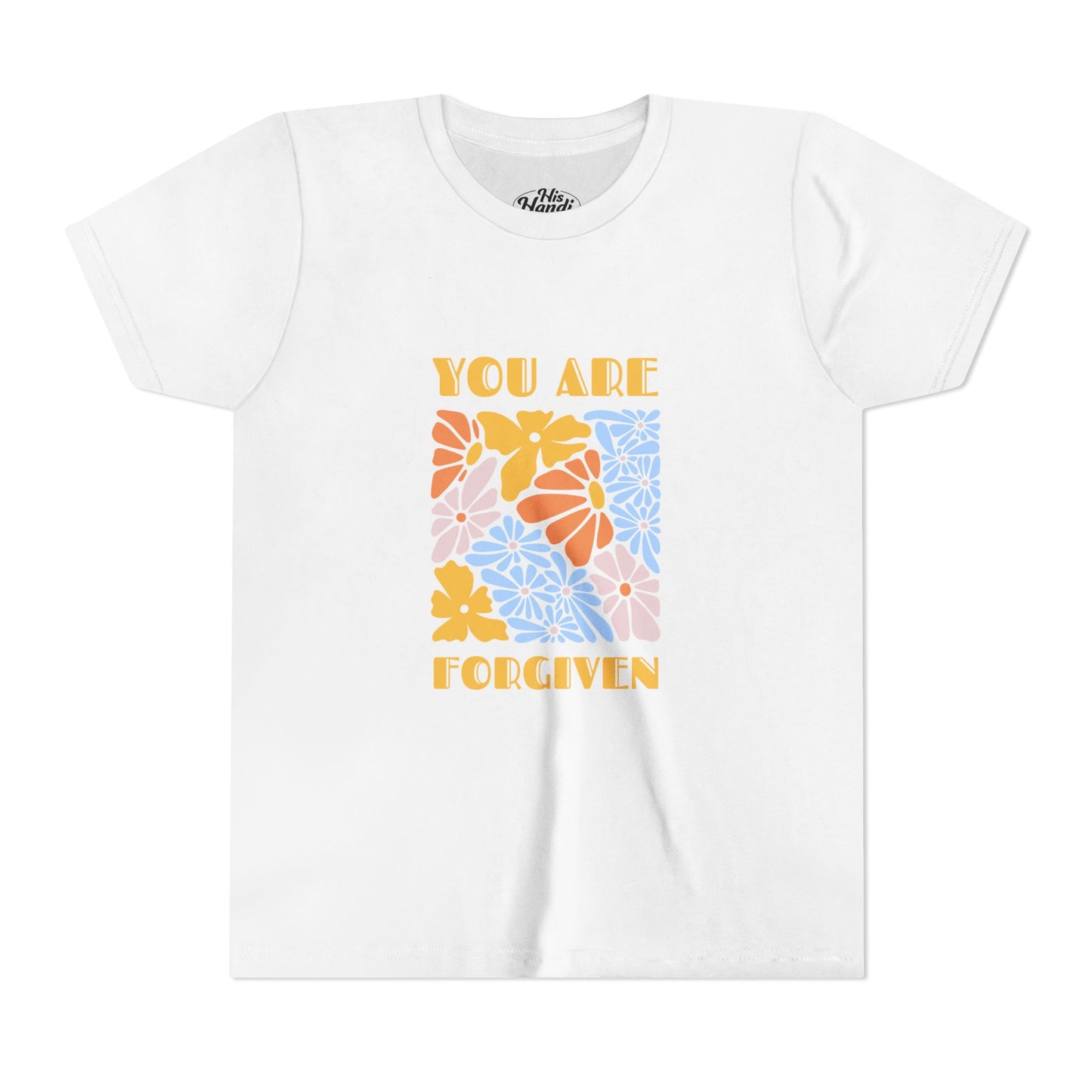 Youth Short Sleeve Tee - You Are Forgiven Floral Design, Kids Gift, Positive Message Shirt, Everyday Wear, Summer Outfits
