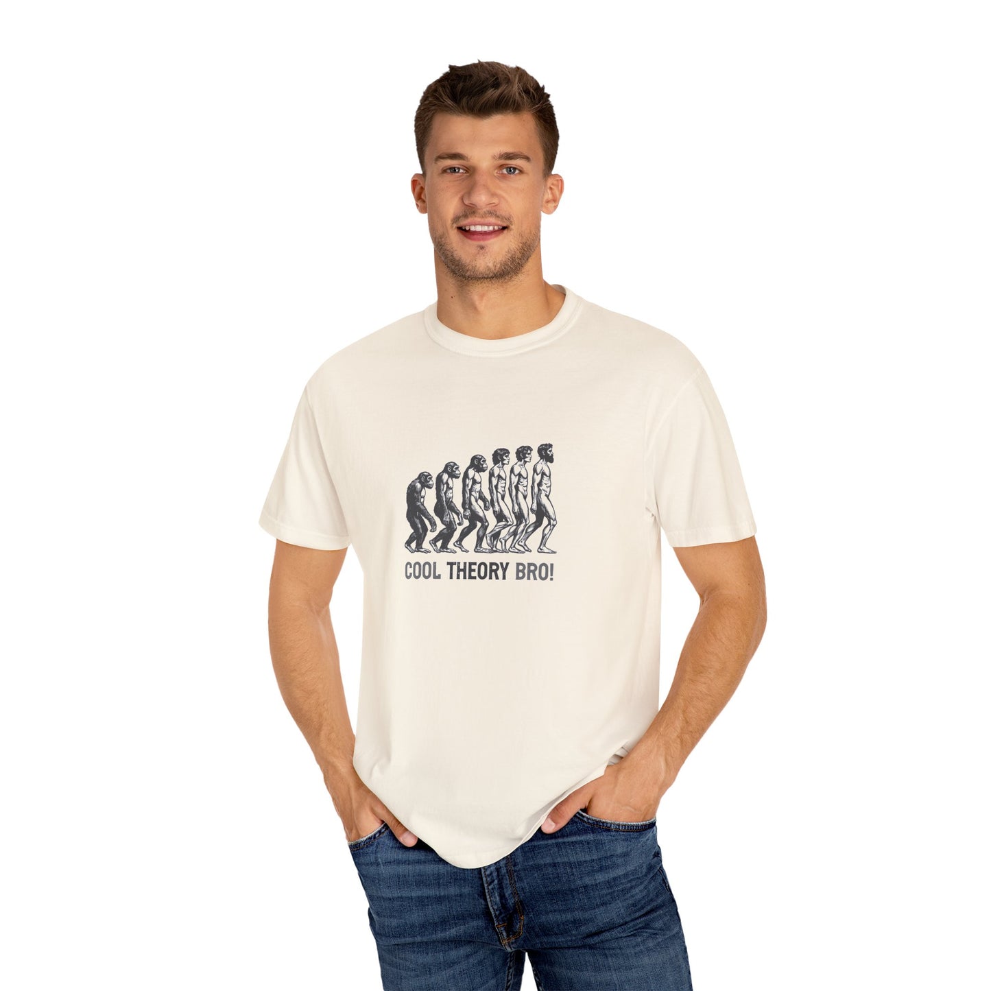 Cool Theory Bro Unisex Garment-Dyed T-shirt for Casual Vibes, Funny Science Shirt, Gift for Nerds, Graphic Tee