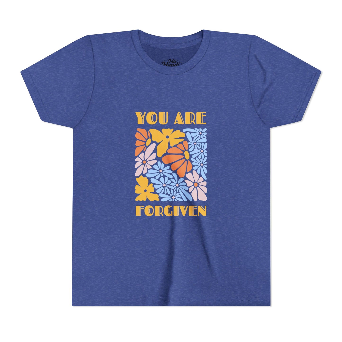 Youth Short Sleeve Tee - You Are Forgiven Floral Design, Kids Gift, Positive Message Shirt, Everyday Wear, Summer Outfits