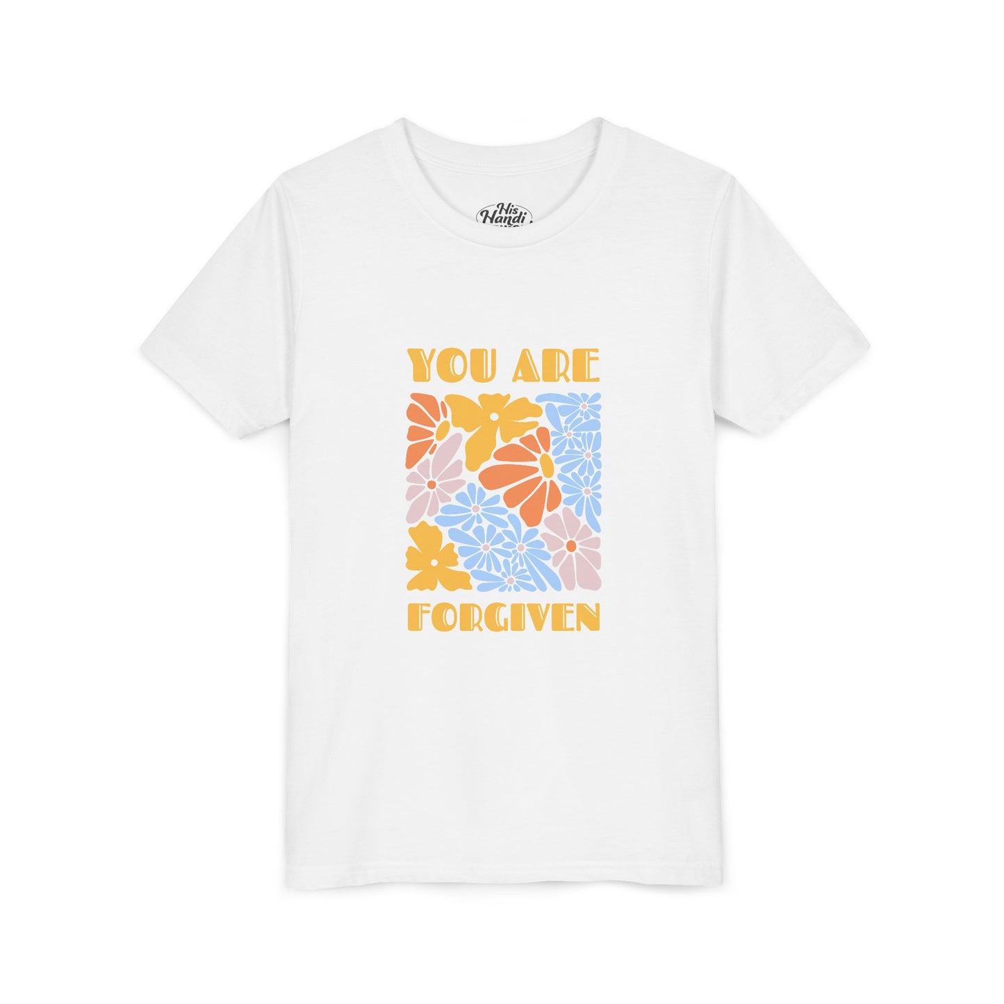 Youth Short Sleeve Tee - You Are Forgiven Floral Design, Kids Gift, Positive Message Shirt, Everyday Wear, Summer Outfits
