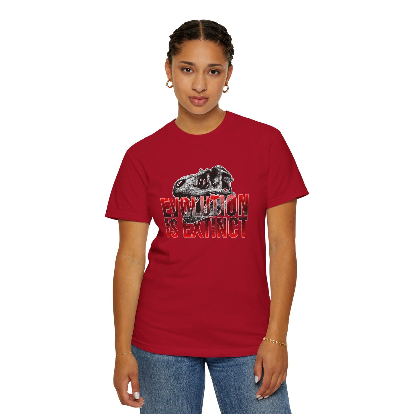 Evolution is Extinct Unisex Garment-Dyed T-shirt, Graphic Tee, Dinosaur Shirt, Casual Wear, Eco-Friendly Apparel, Birthday Gift