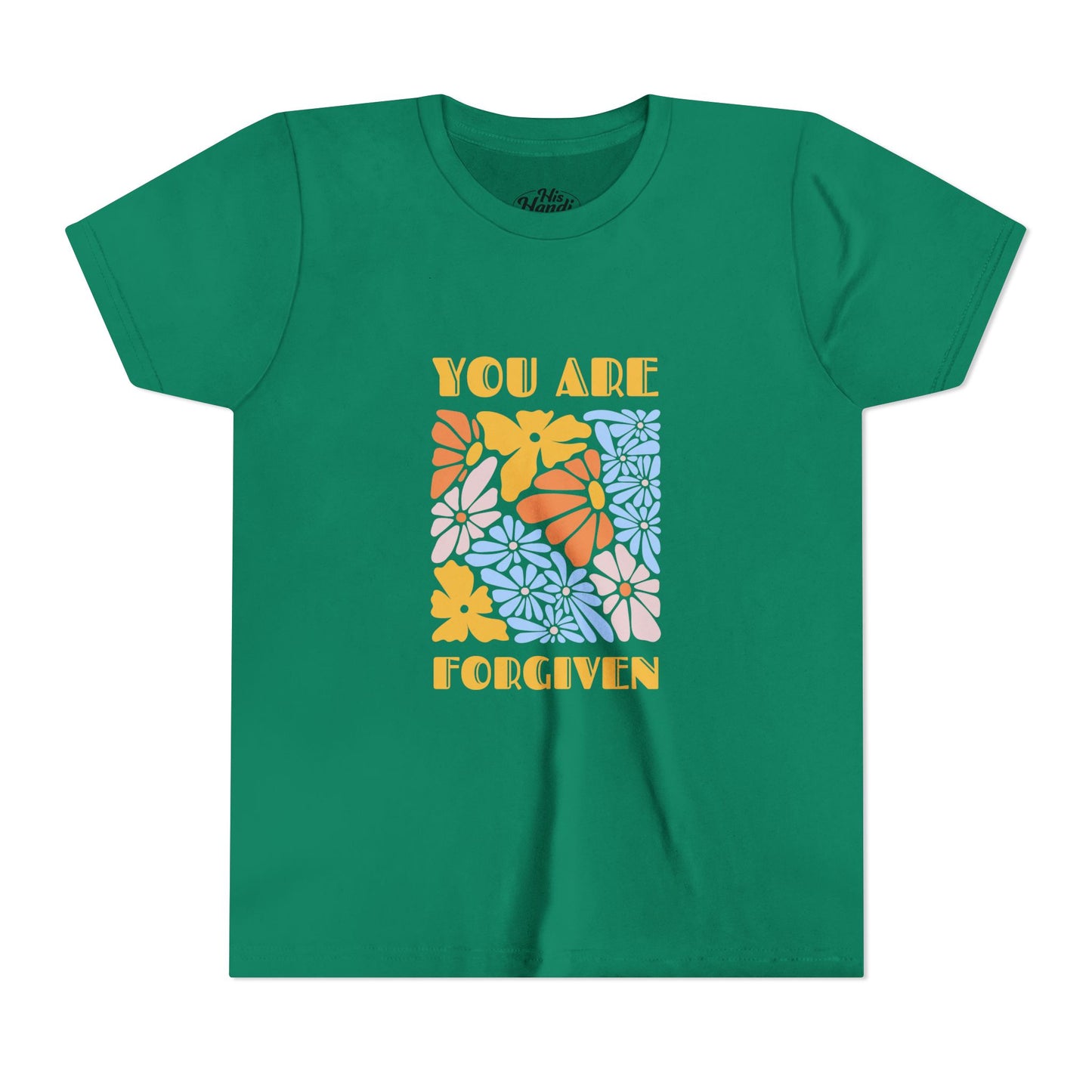 Youth Short Sleeve Tee - You Are Forgiven Floral Design, Kids Gift, Positive Message Shirt, Everyday Wear, Summer Outfits
