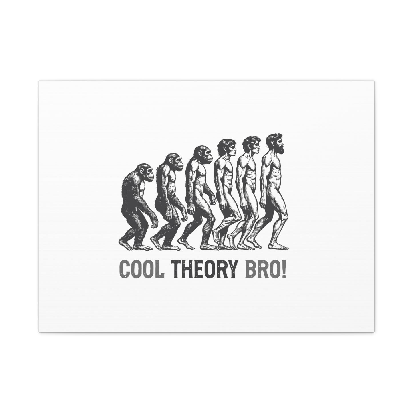 Evolution Art Canvas, Wall Decor, Cool Theory Bro, Science Gift, Humorous Artwork, Academic Gift