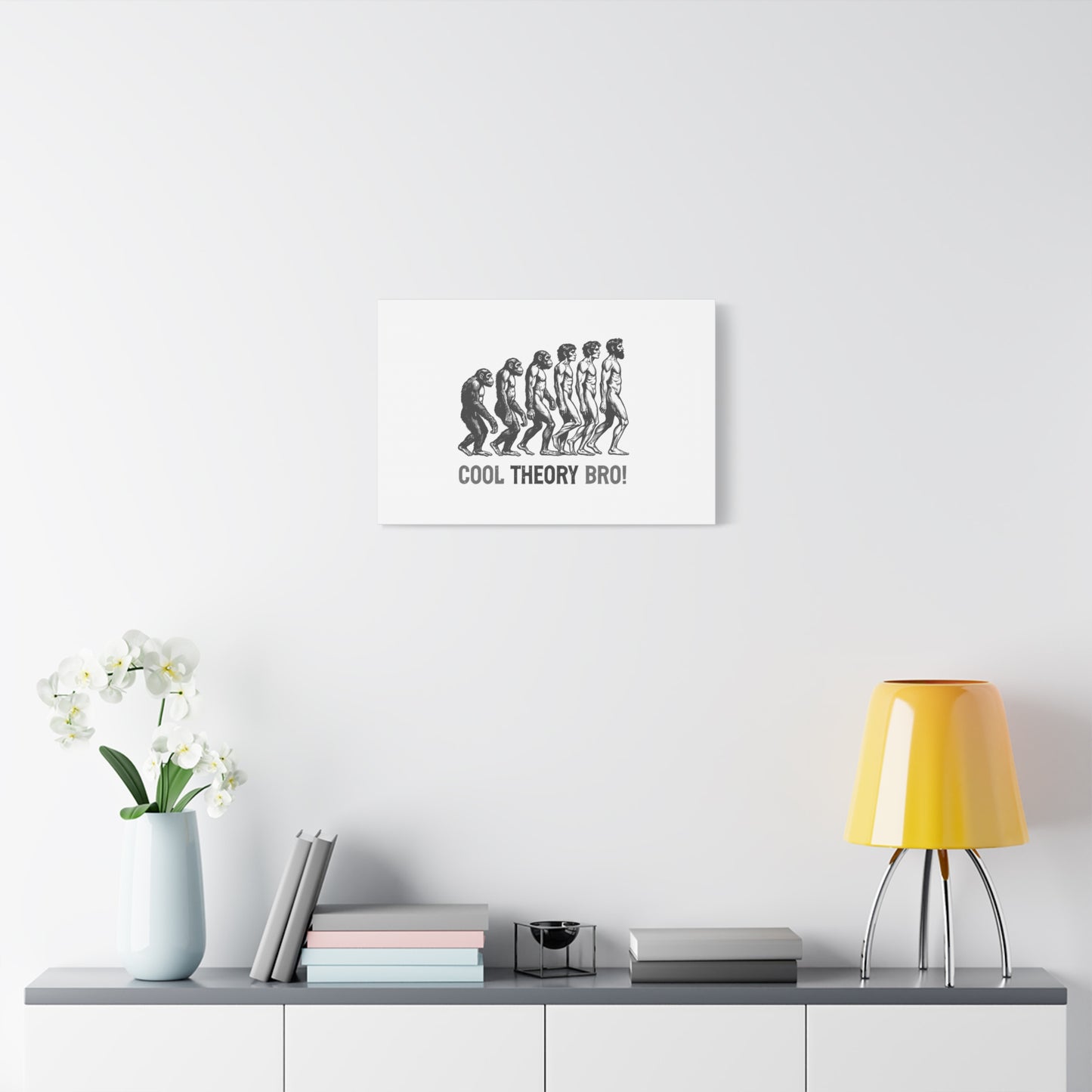 Evolution Art Canvas, Wall Decor, Cool Theory Bro, Science Gift, Humorous Artwork, Academic Gift