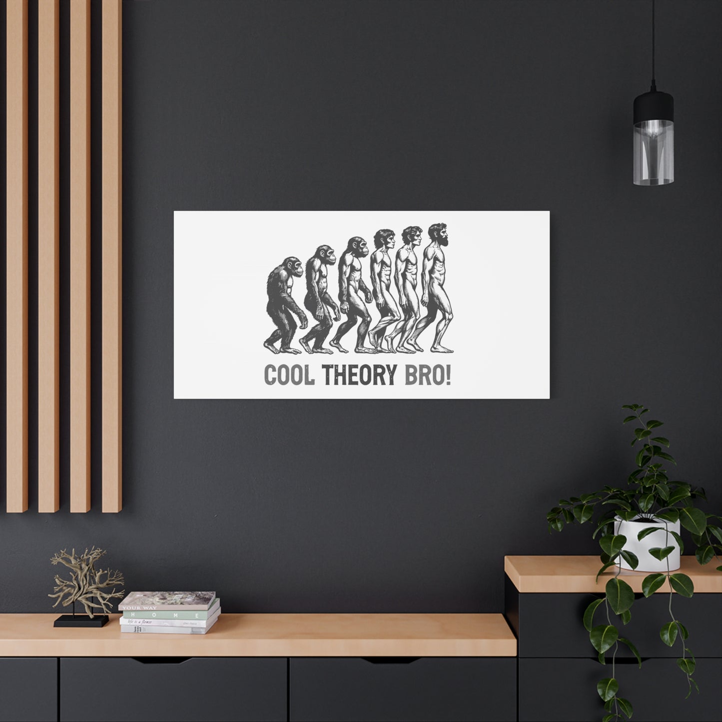 Evolution Art Canvas, Wall Decor, Cool Theory Bro, Science Gift, Humorous Artwork, Academic Gift