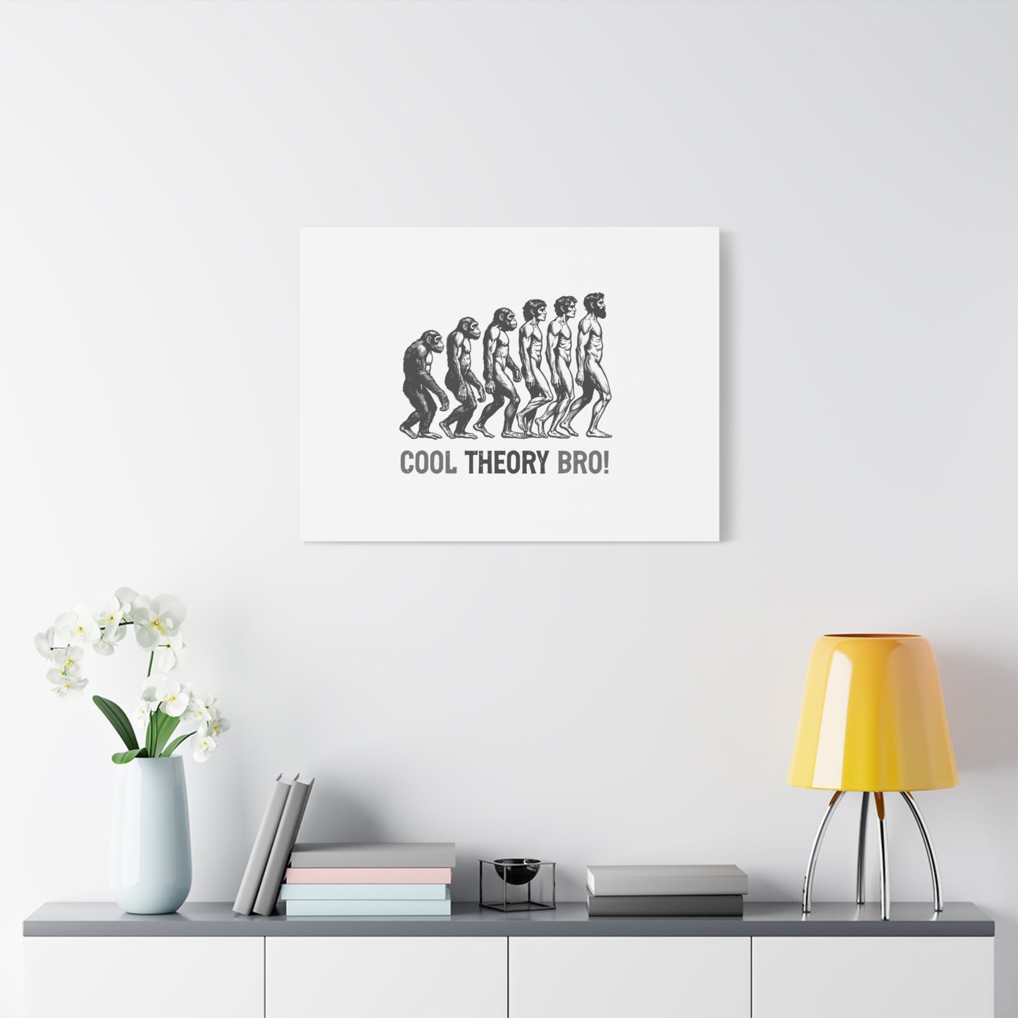Evolution Art Canvas, Wall Decor, Cool Theory Bro, Science Gift, Humorous Artwork, Academic Gift