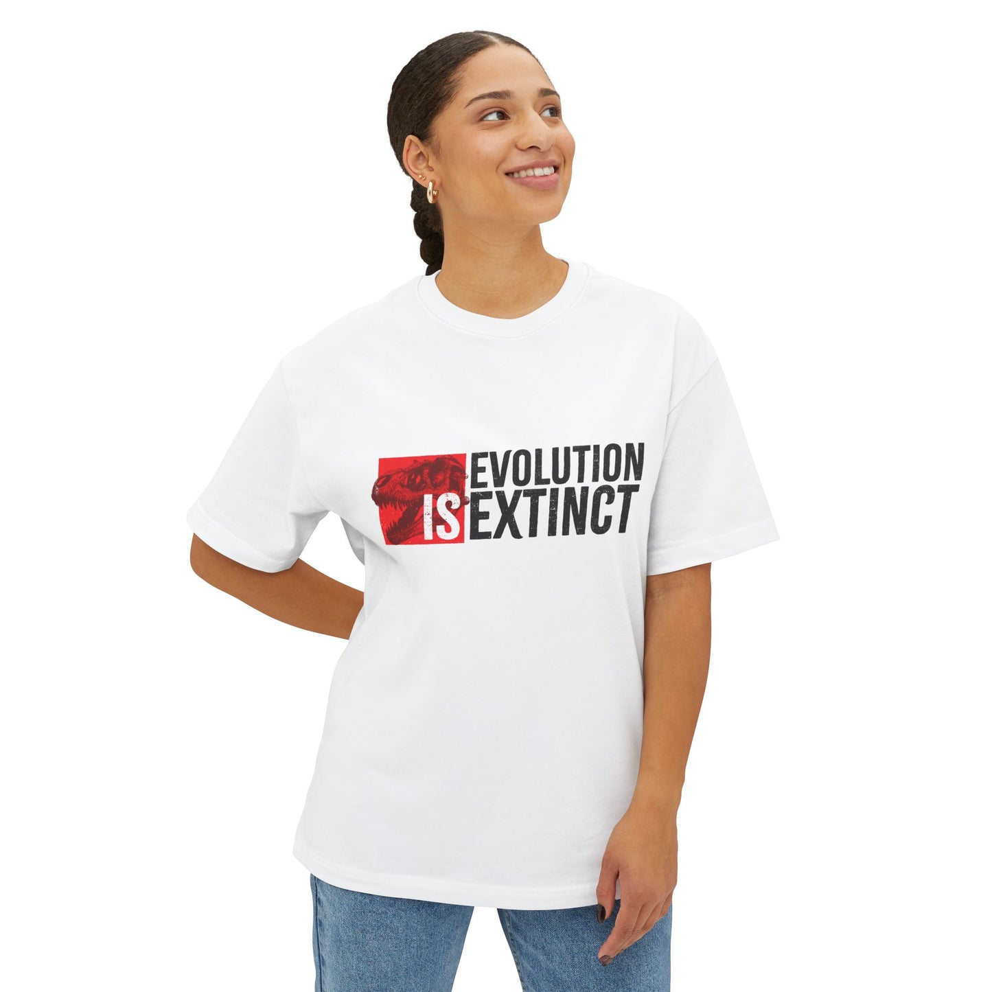 Evolution Is Extinct Unisex Oversized Boxy Tee, Graphic Tee, Casual Wear, Streetwear, Gift for Friends, Statement Shirt