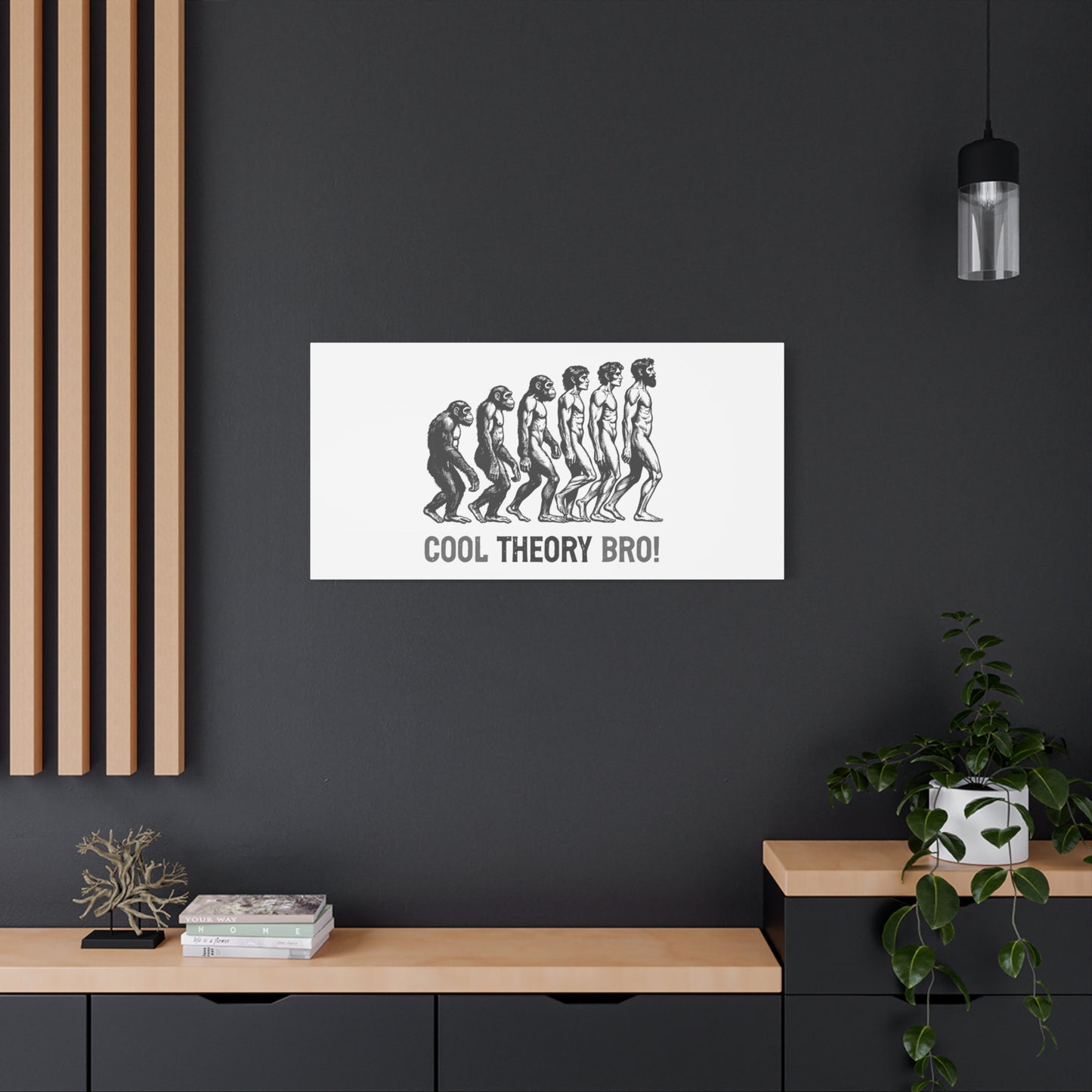 Evolution Art Canvas, Wall Decor, Cool Theory Bro, Science Gift, Humorous Artwork, Academic Gift