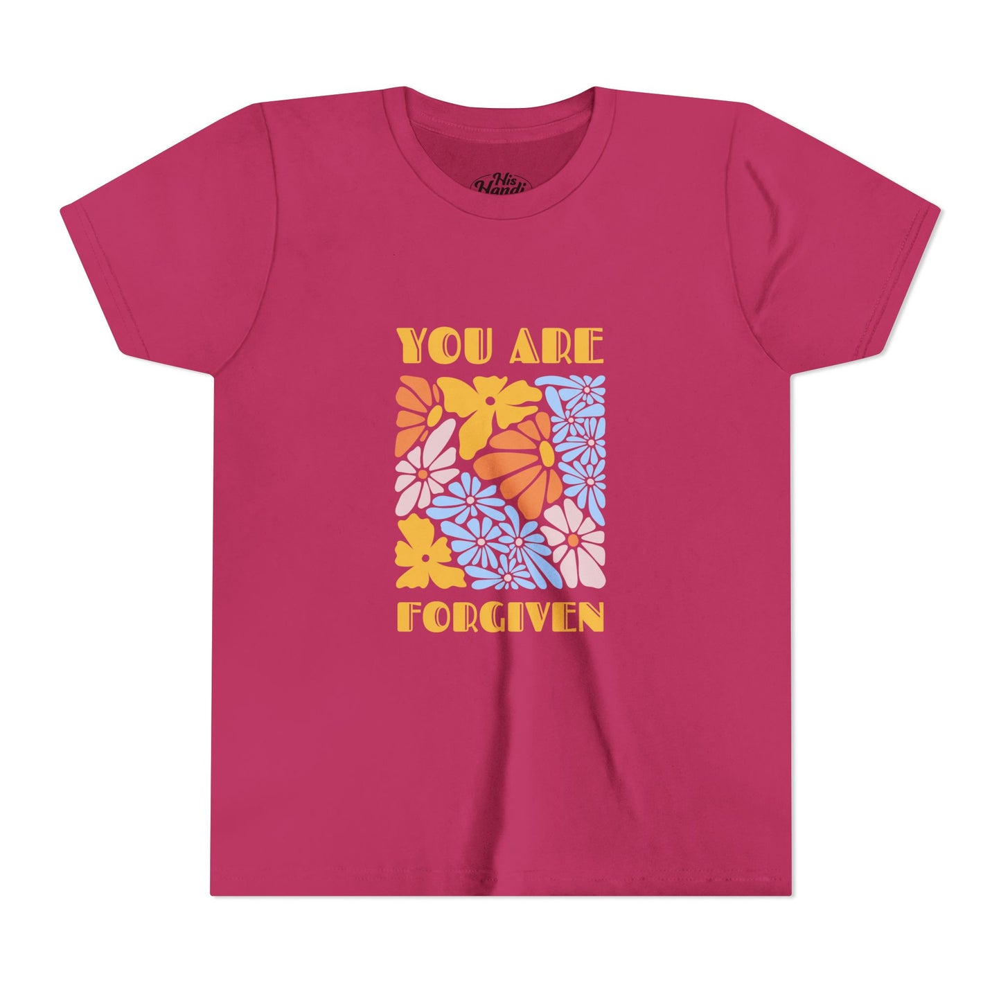 Youth Short Sleeve Tee - You Are Forgiven Floral Design, Kids Gift, Positive Message Shirt, Everyday Wear, Summer Outfits