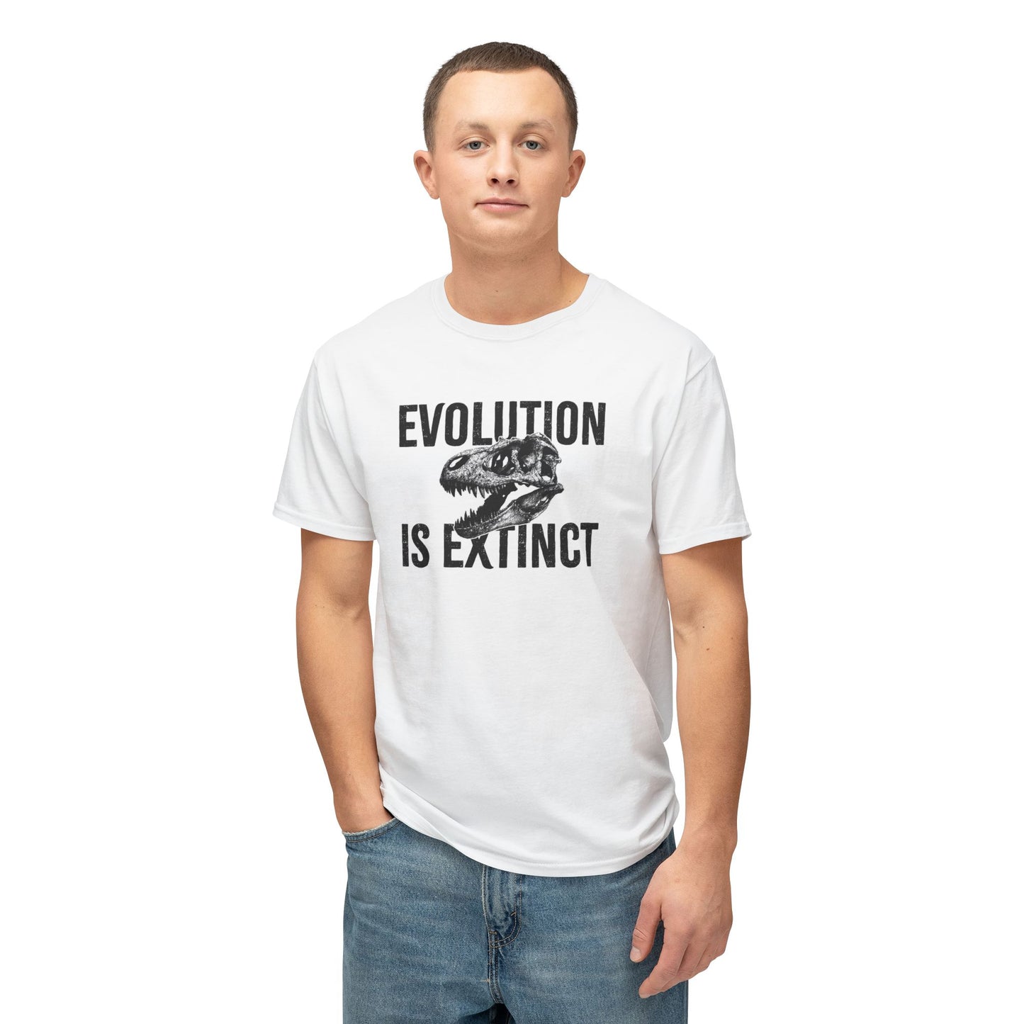 Evolution Is Extinct T-Shirt, Funny Graphic Tee, Unisex Casual Wear, Gift for Paleontology Lovers, Science Humor Top