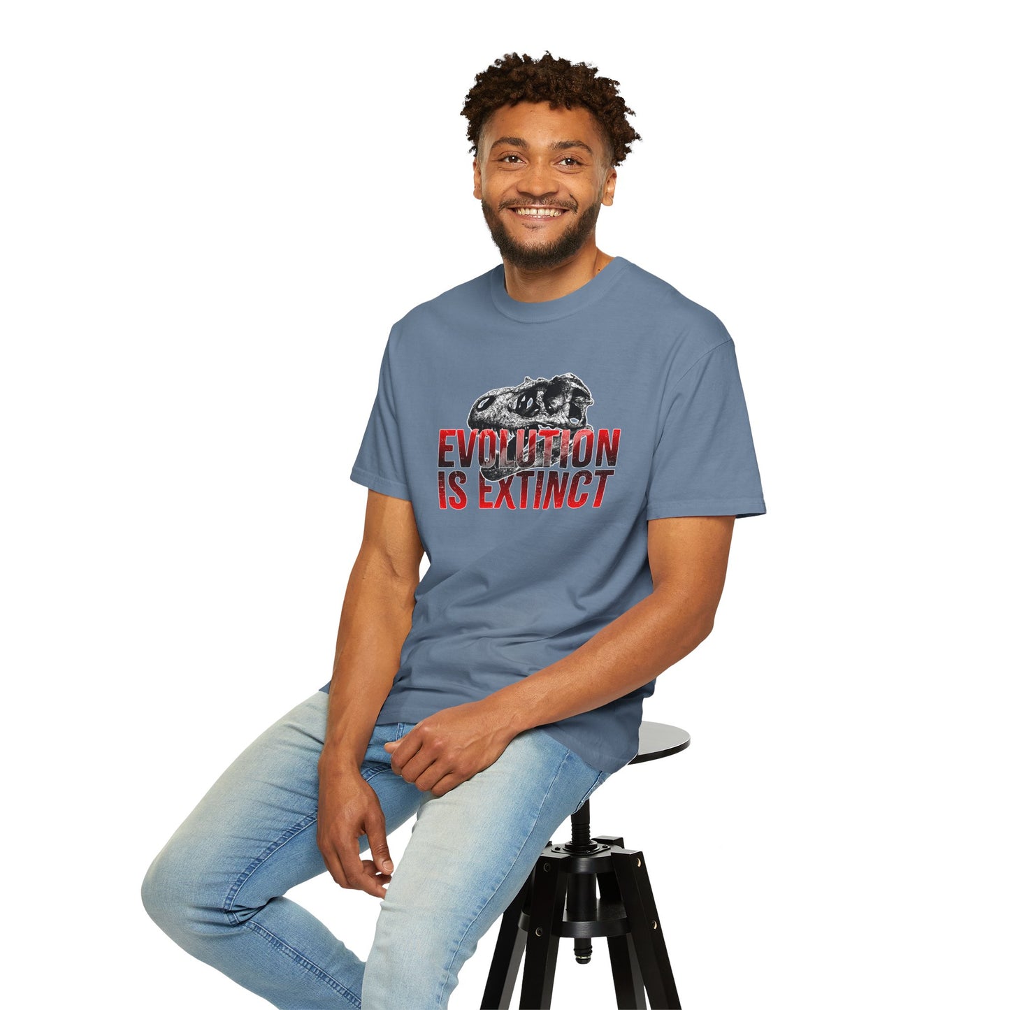 Evolution is Extinct Unisex Garment-Dyed T-shirt, Graphic Tee, Dinosaur Shirt, Casual Wear, Eco-Friendly Apparel, Birthday Gift