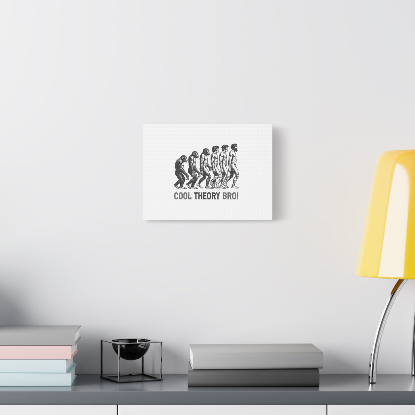 Evolution Art Canvas, Wall Decor, Cool Theory Bro, Science Gift, Humorous Artwork, Academic Gift