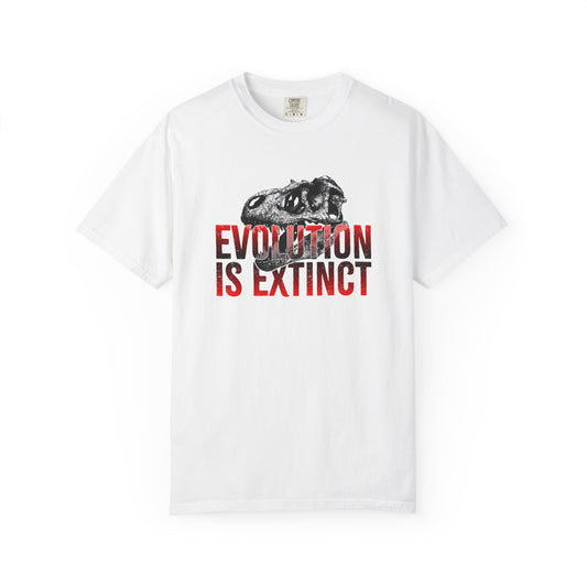 Evolution is Extinct Unisex Garment-Dyed T-shirt, Graphic Tee, Dinosaur Shirt, Casual Wear, Eco-Friendly Apparel, Birthday Gift