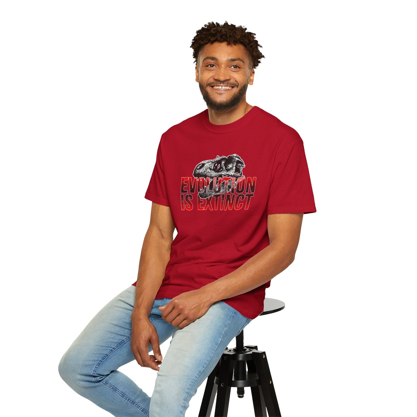 Evolution is Extinct Unisex Garment-Dyed T-shirt, Graphic Tee, Dinosaur Shirt, Casual Wear, Eco-Friendly Apparel, Birthday Gift