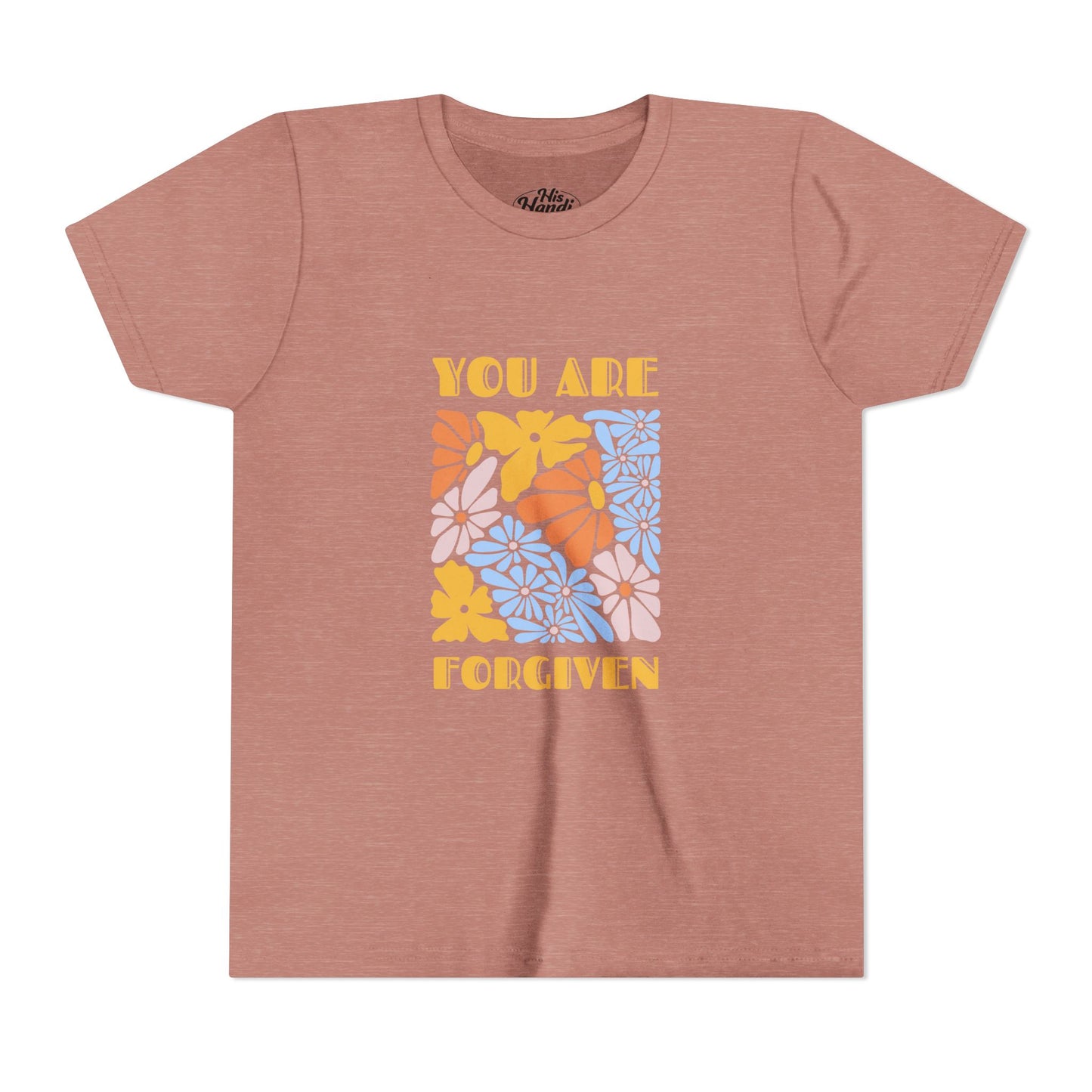 Youth Short Sleeve Tee - You Are Forgiven Floral Design, Kids Gift, Positive Message Shirt, Everyday Wear, Summer Outfits