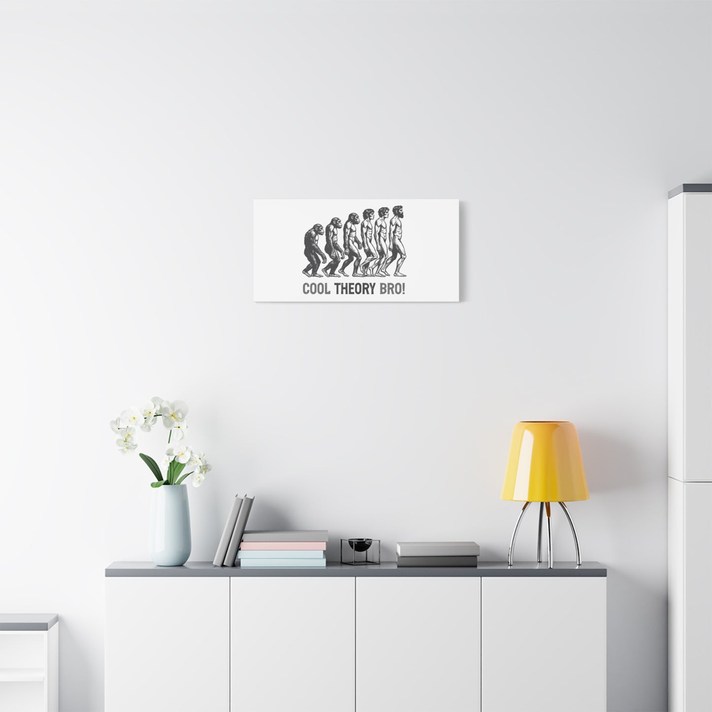 Evolution Art Canvas, Wall Decor, Cool Theory Bro, Science Gift, Humorous Artwork, Academic Gift
