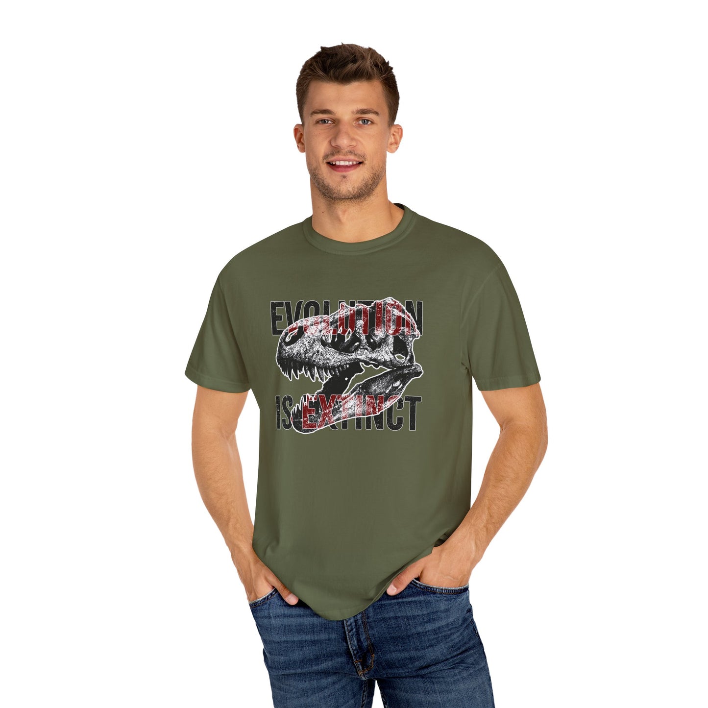 Evolution Is Extinct T-Shirt, Graphic Tee for Dinosaur Lovers, Perfect Gift for Birthdays, Eco-Friendly Casual Wear, Unisex Apparel