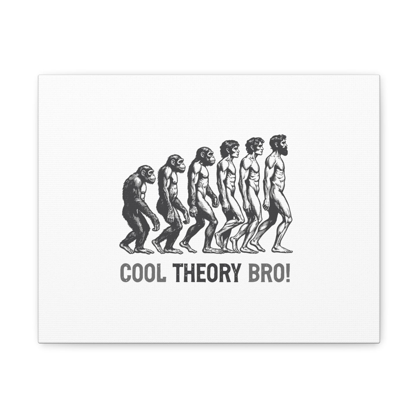 Evolution Art Canvas, Wall Decor, Cool Theory Bro, Science Gift, Humorous Artwork, Academic Gift