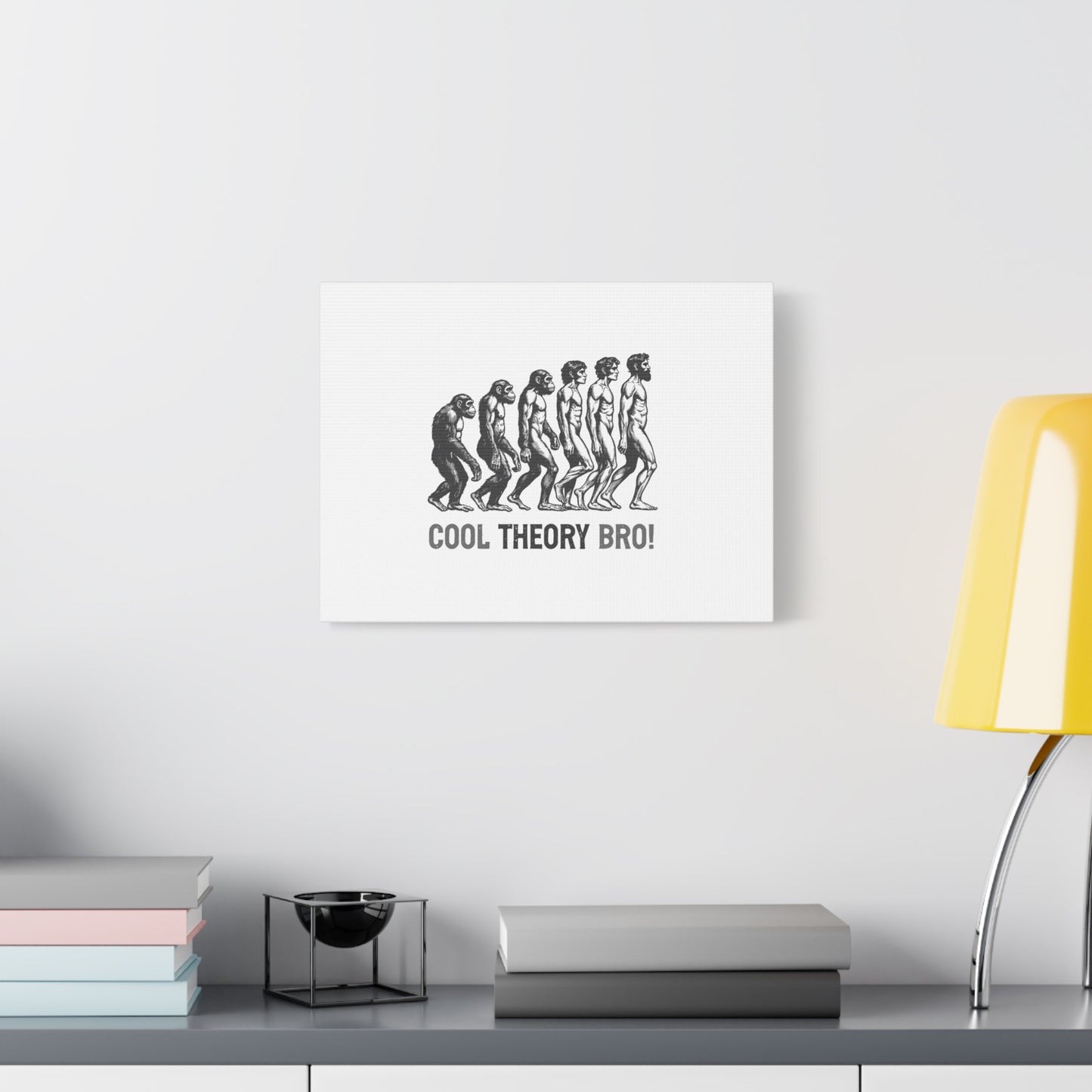 Evolution Art Canvas, Wall Decor, Cool Theory Bro, Science Gift, Humorous Artwork, Academic Gift