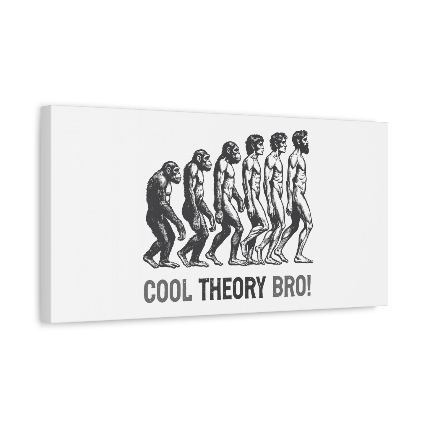 Evolution Art Canvas, Wall Decor, Cool Theory Bro, Science Gift, Humorous Artwork, Academic Gift
